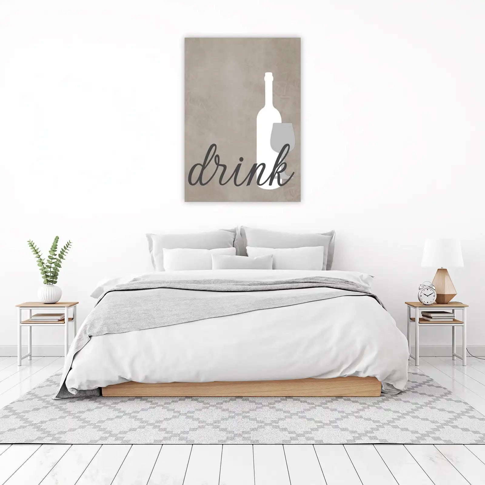 Elegant Drink Wine Bottle & Glass Wall Art