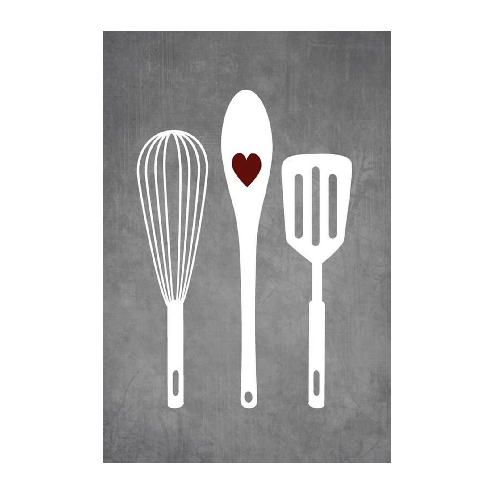 Kitchen Love Whisk Spatula Spoon Wall Art