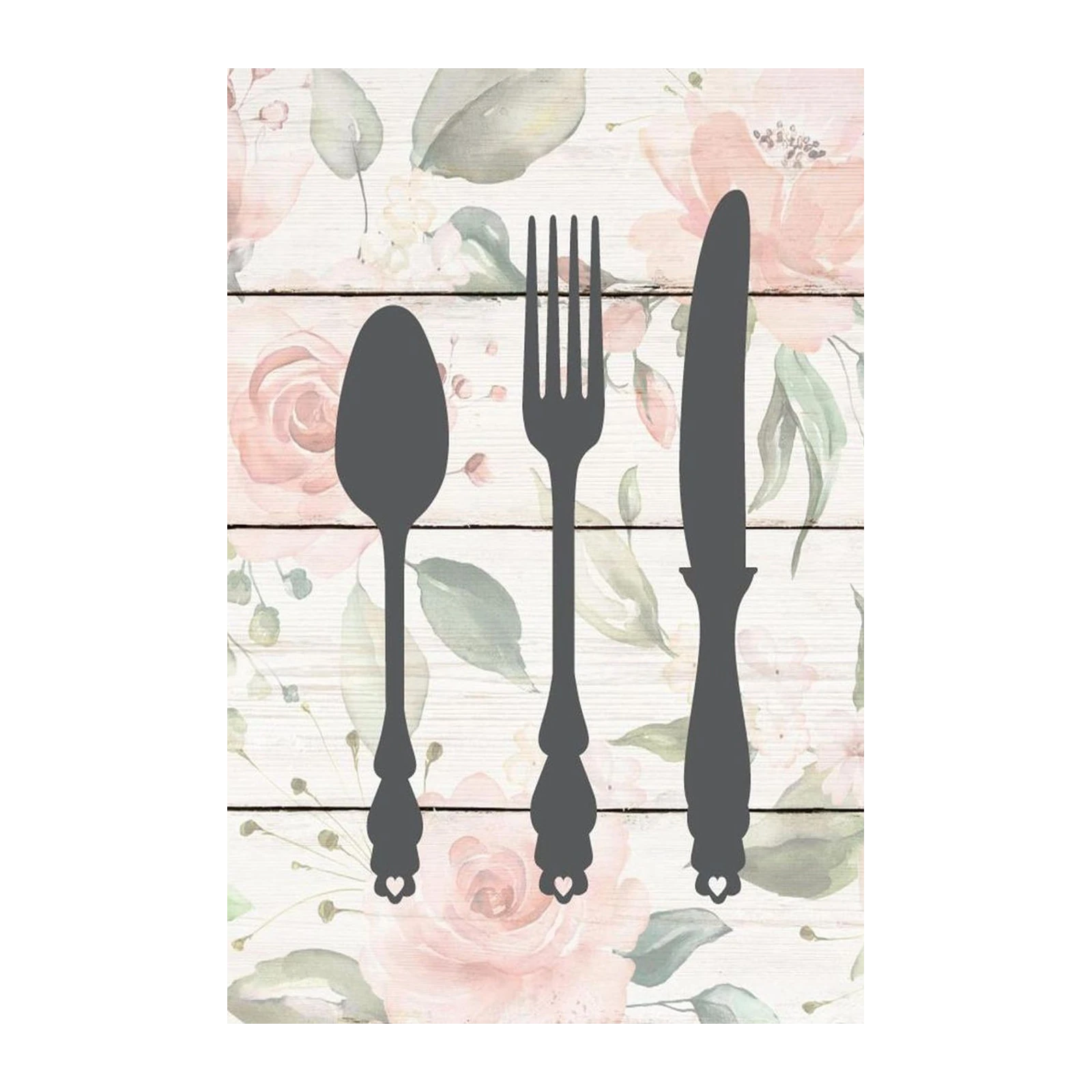 Shabby Chic Floral Cutlery Wall Art