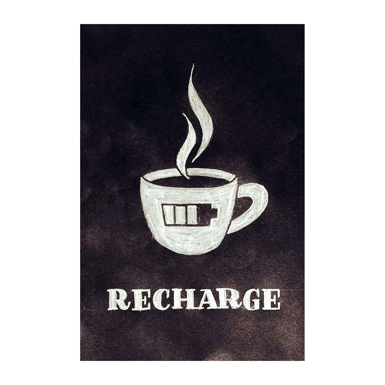 Coffee Recharge Battery Chalk Art Wall Art