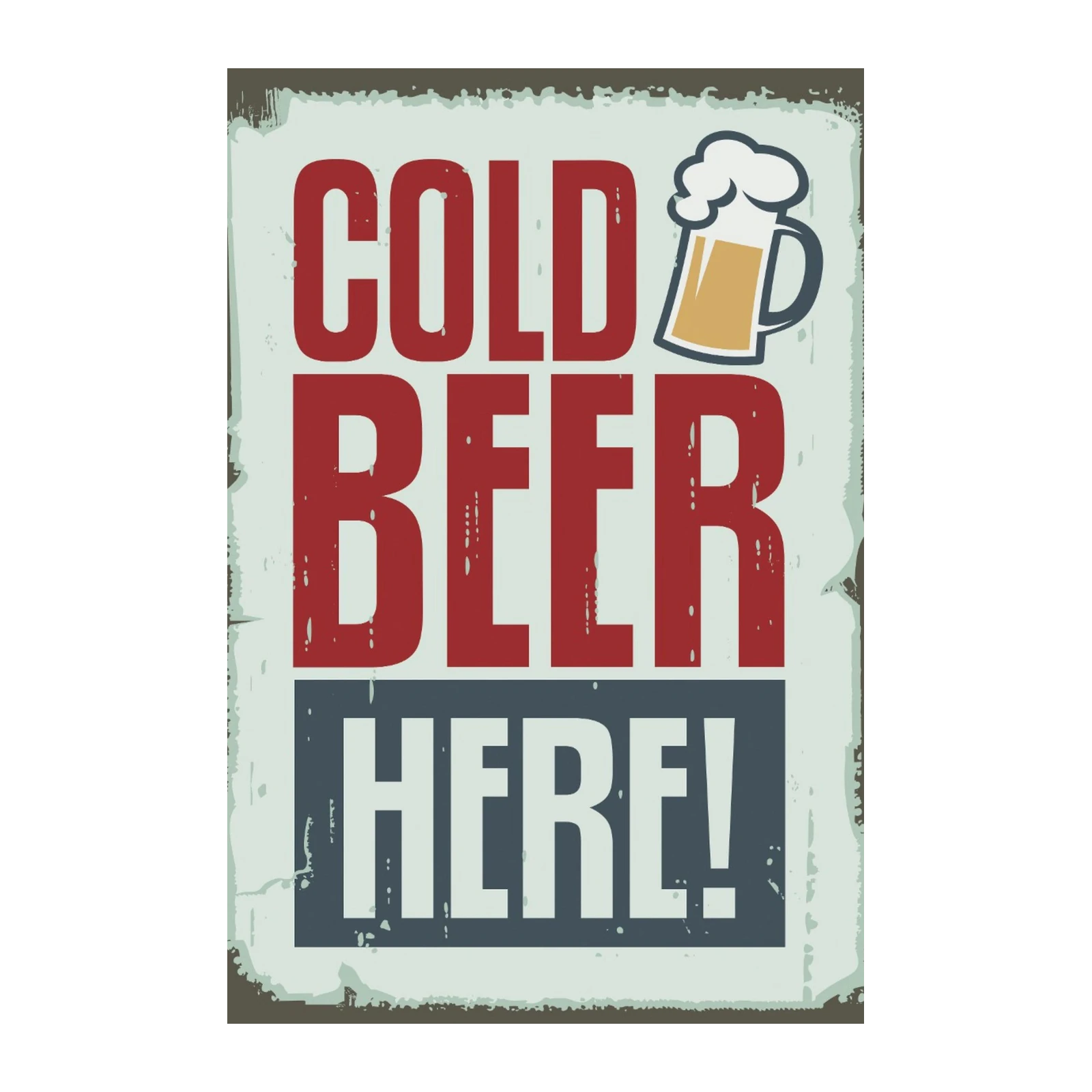 Vintage Cold Beer Here Retro Sign Wall Art
