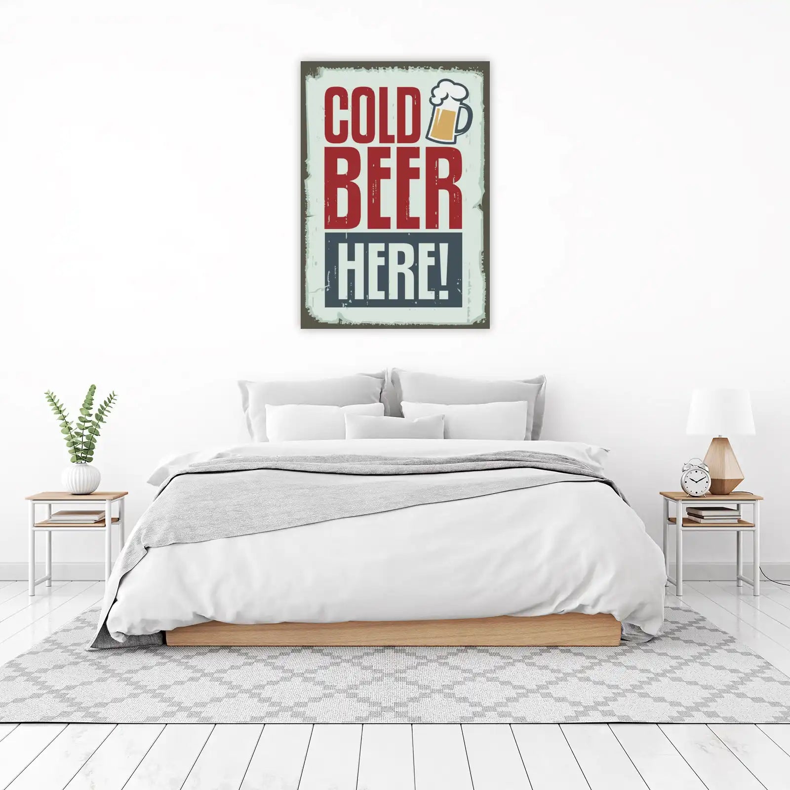 Vintage Cold Beer Here Retro Sign Wall Art