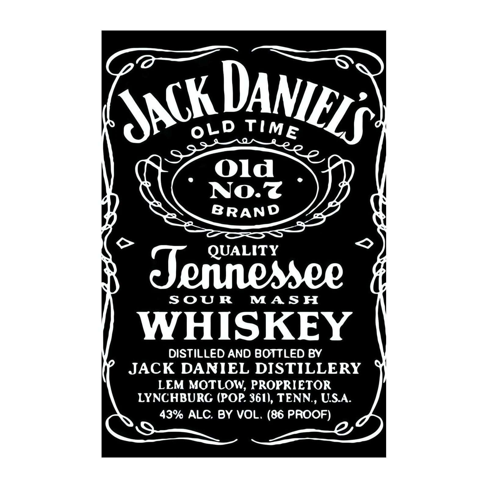 Jack Daniel's Old No. 7 Whiskey Label Wall Art