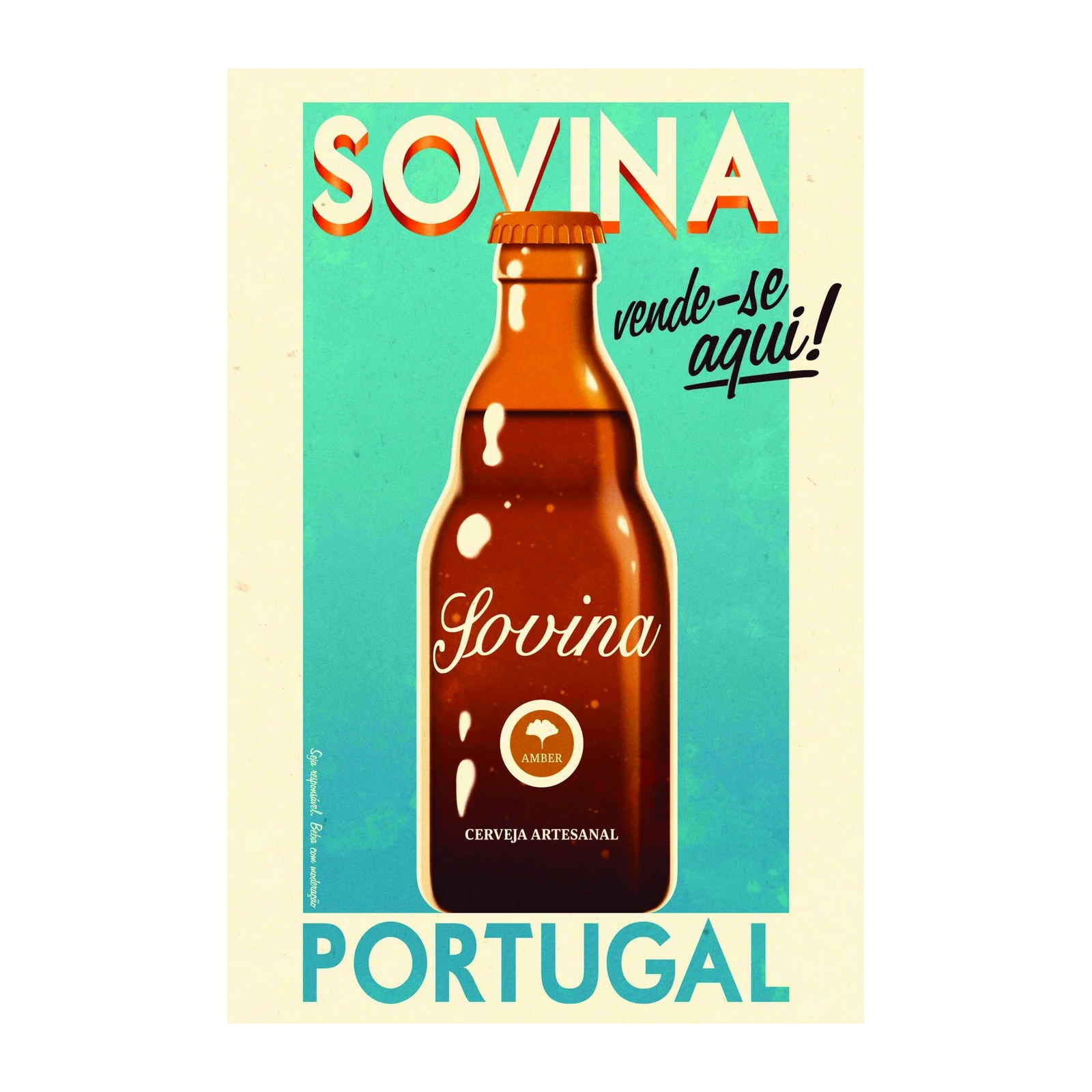 Vintage Sovina Amber Beer Portugal Wall Art