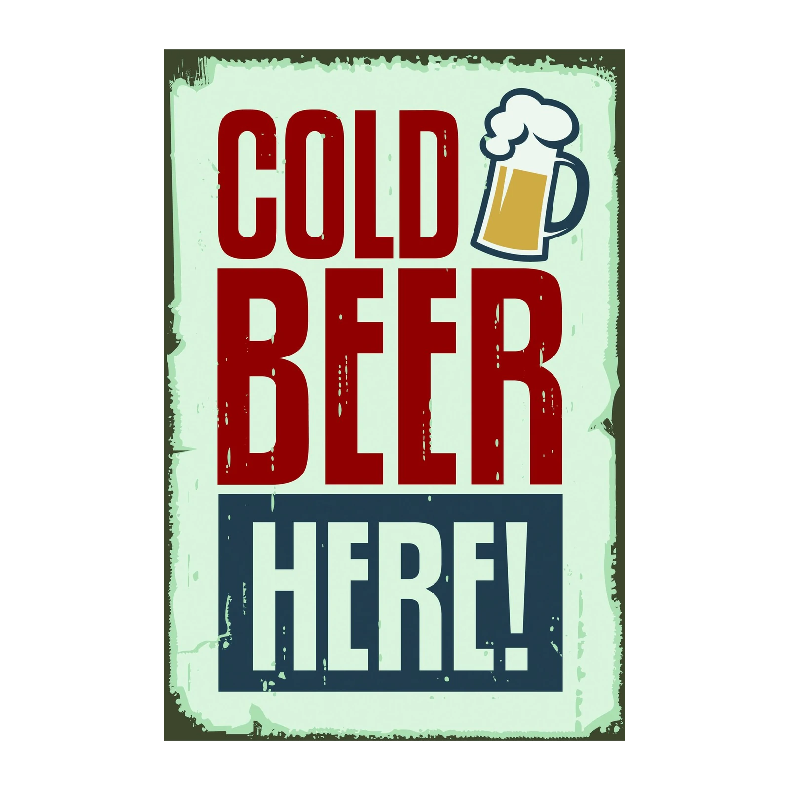 Vintage Cold Beer Here Wall Art