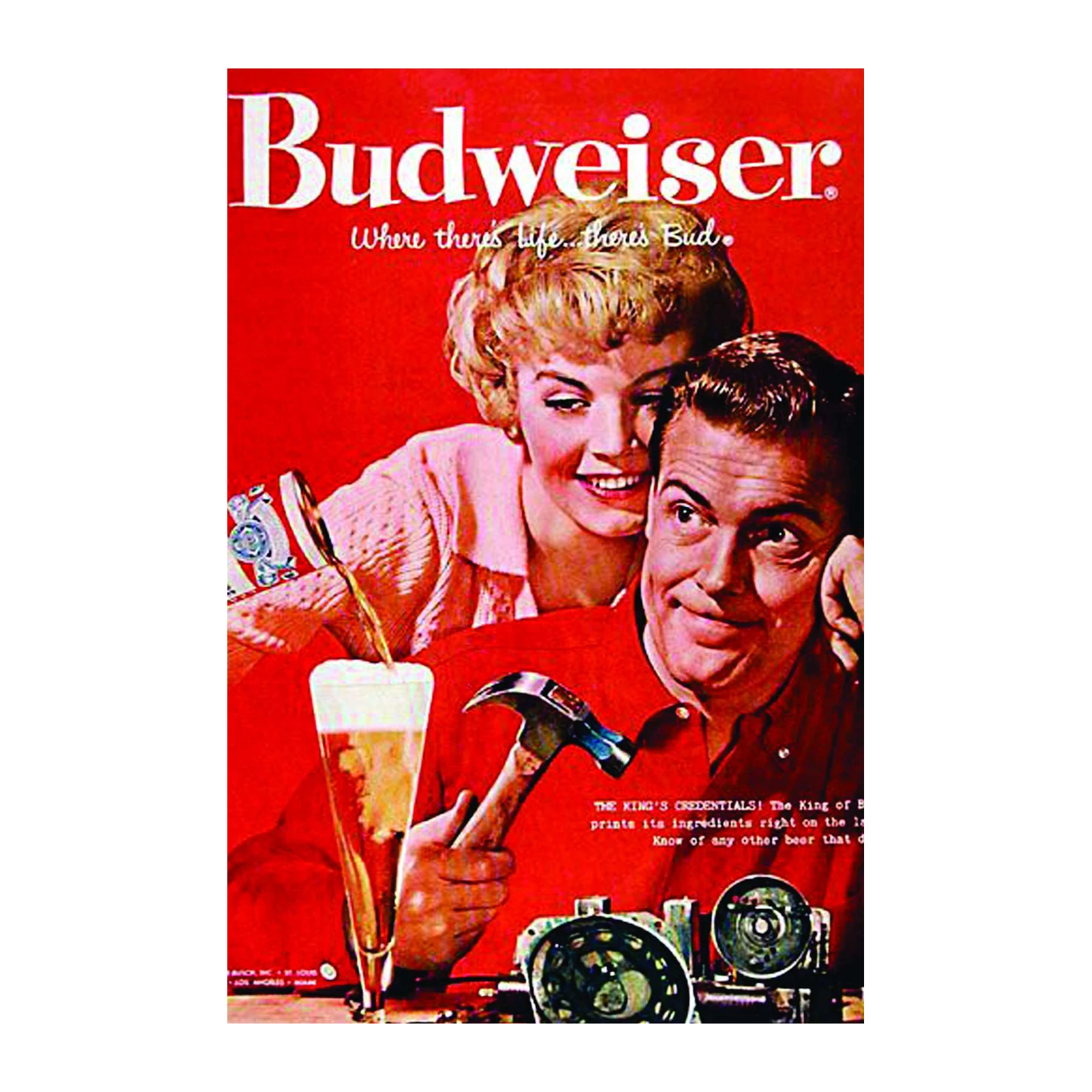 Retro Budweiser Ad 'King of Beers' Wall Art