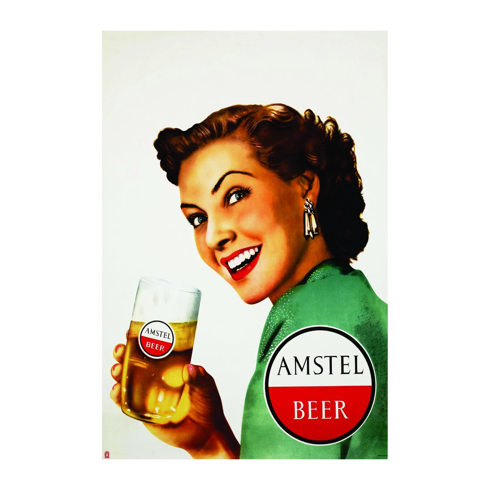 Retro Amstel Beer Ad - Vintage Woman Wall Art