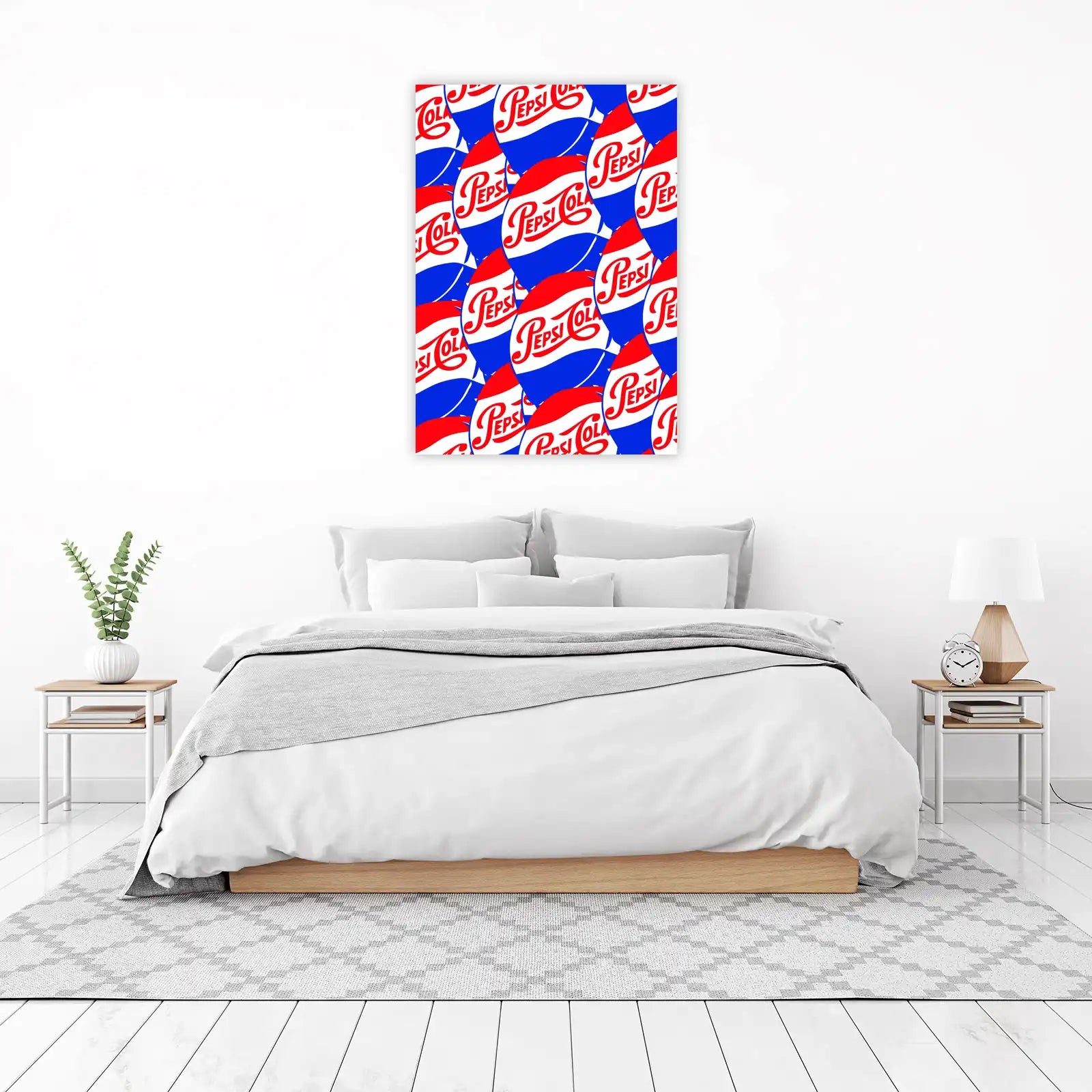 Retro Pepsi Cola Logo Pattern Wall Art