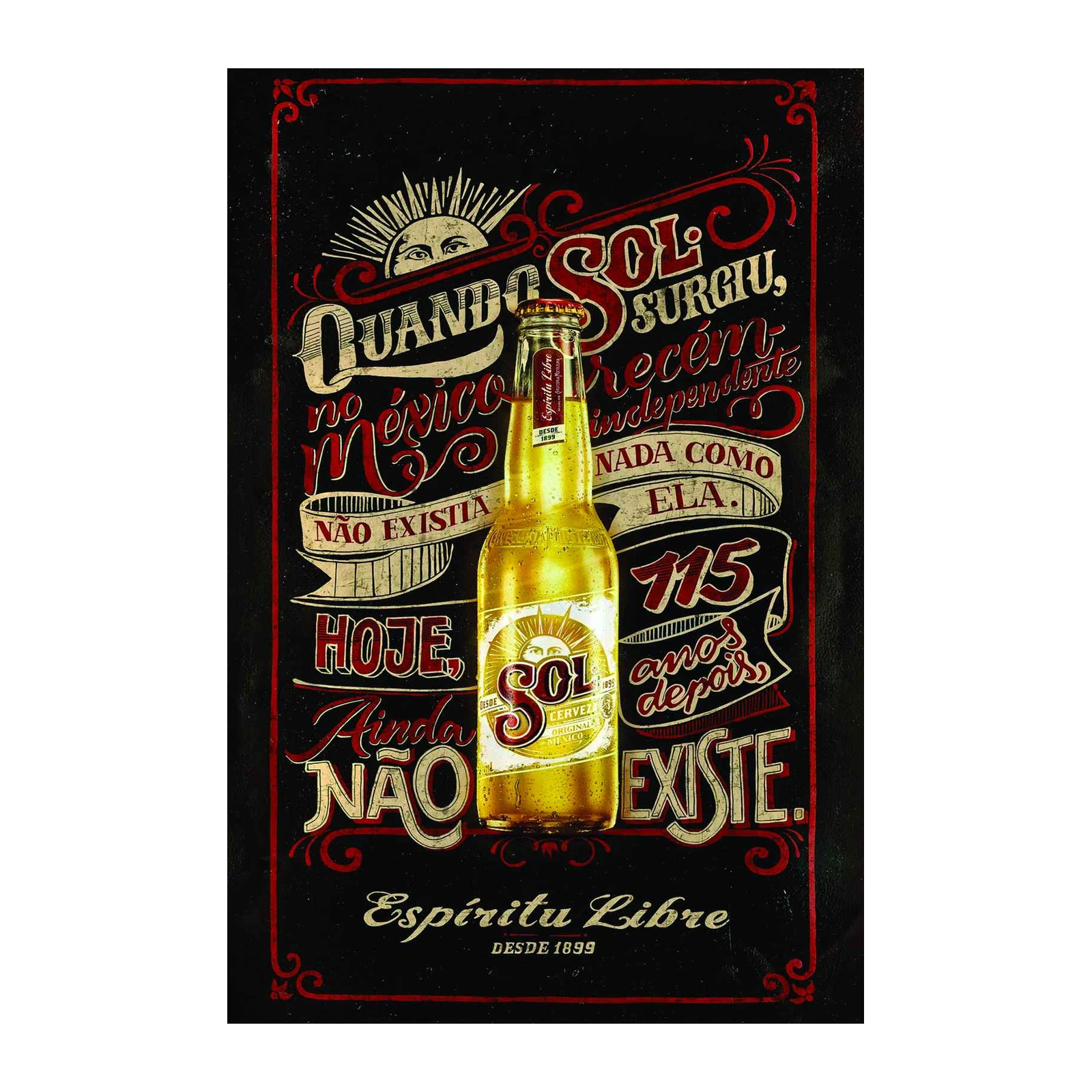 Vintage Sol Cerveza Mexican Poster Wall Art