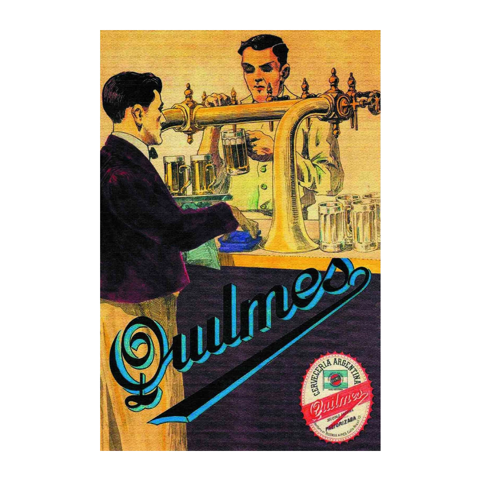 Vintage Beer Pouring Art Wall Art