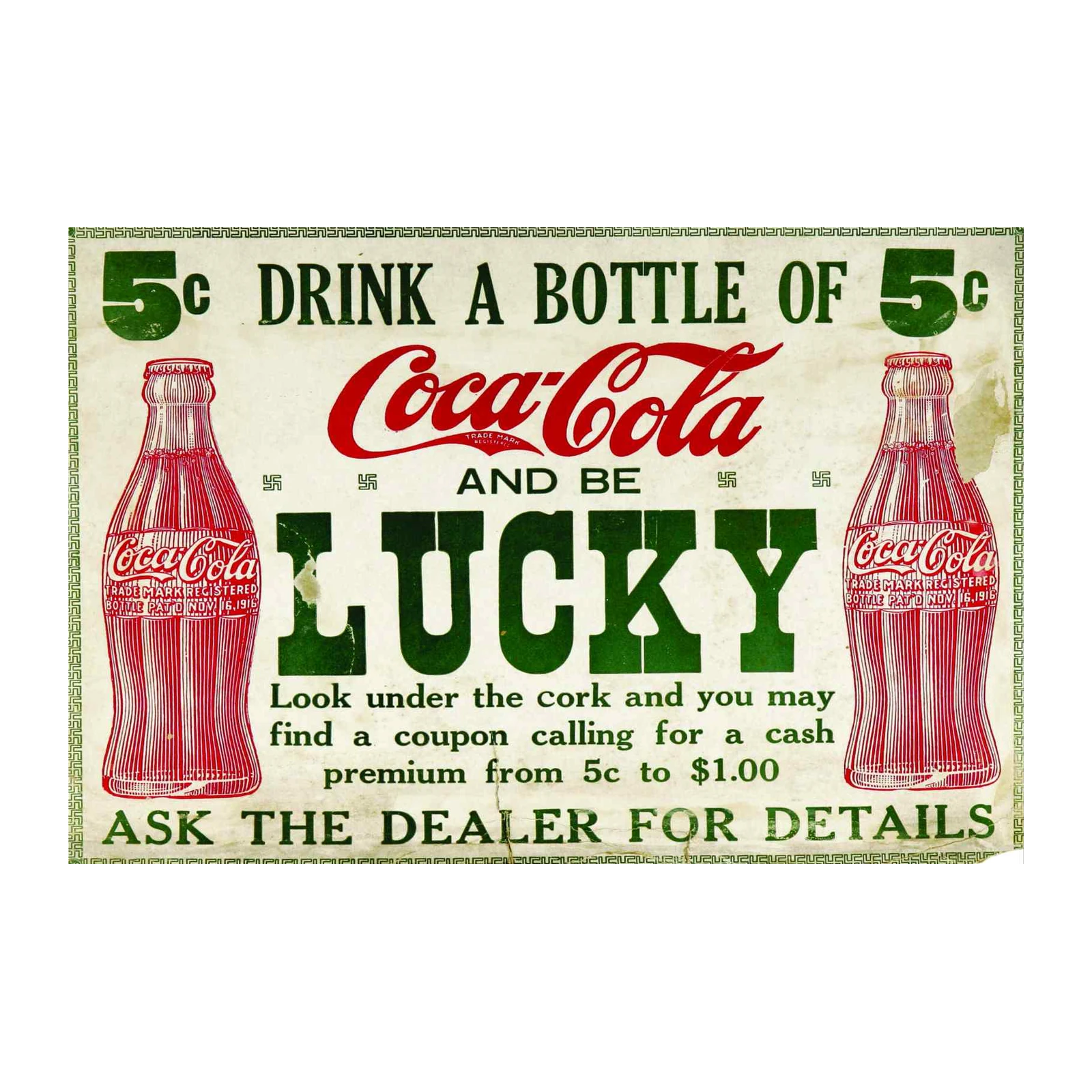 Retro Coca-Cola "Be Lucky" Vintage Advertising Wall Art