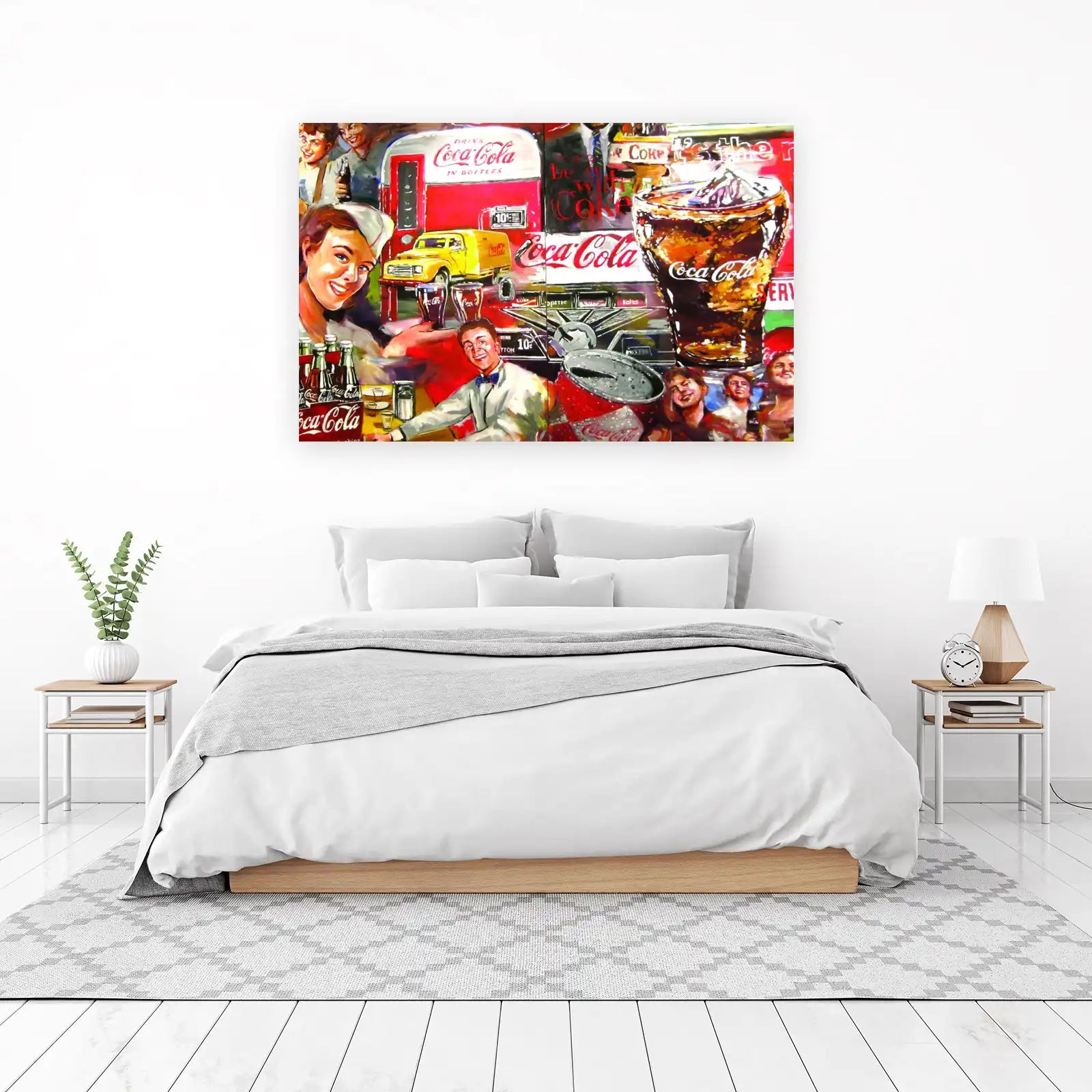 Retro Coca-Cola Diner Scene Wall Art