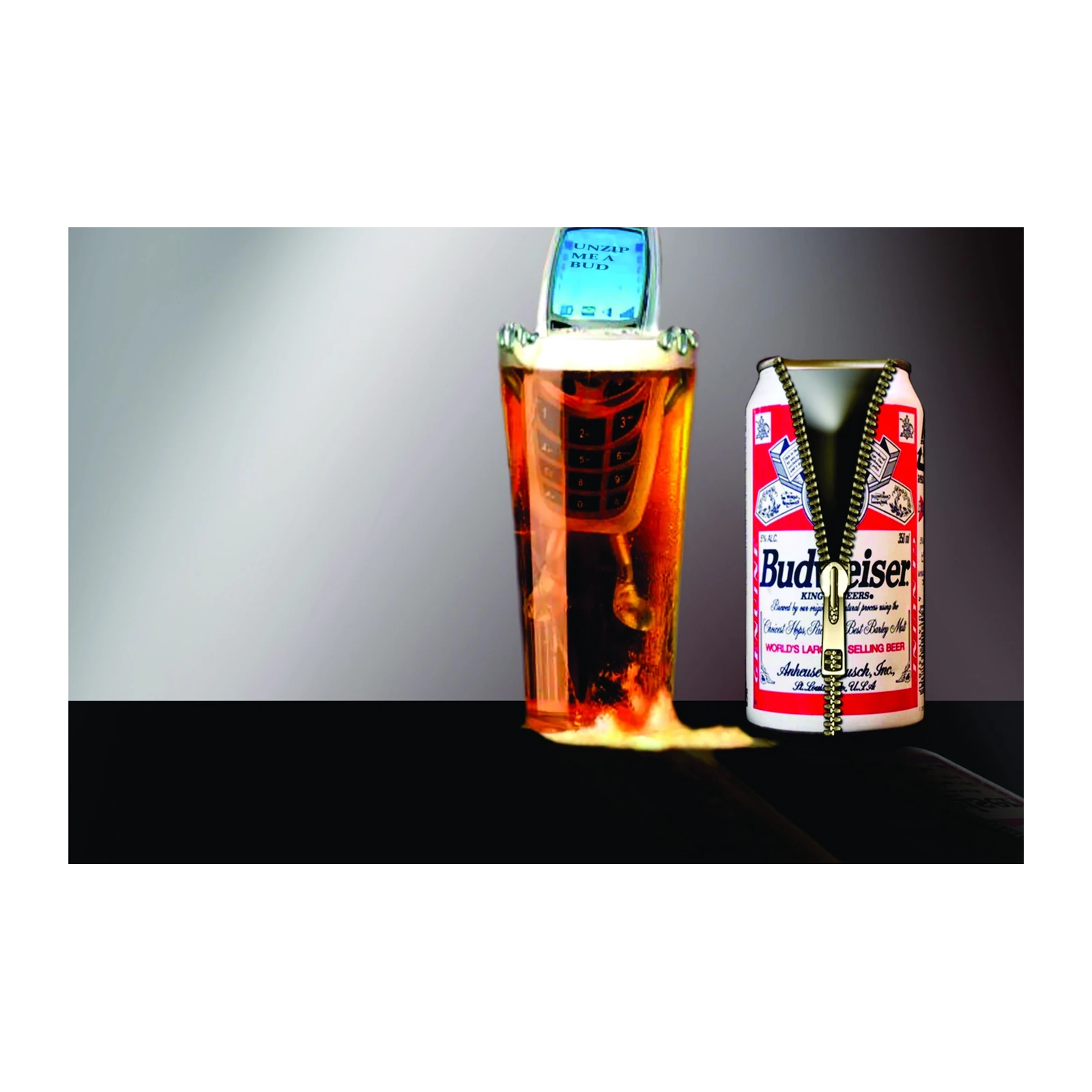 Unzip a Bud Phone in Beer Glass Wall Art