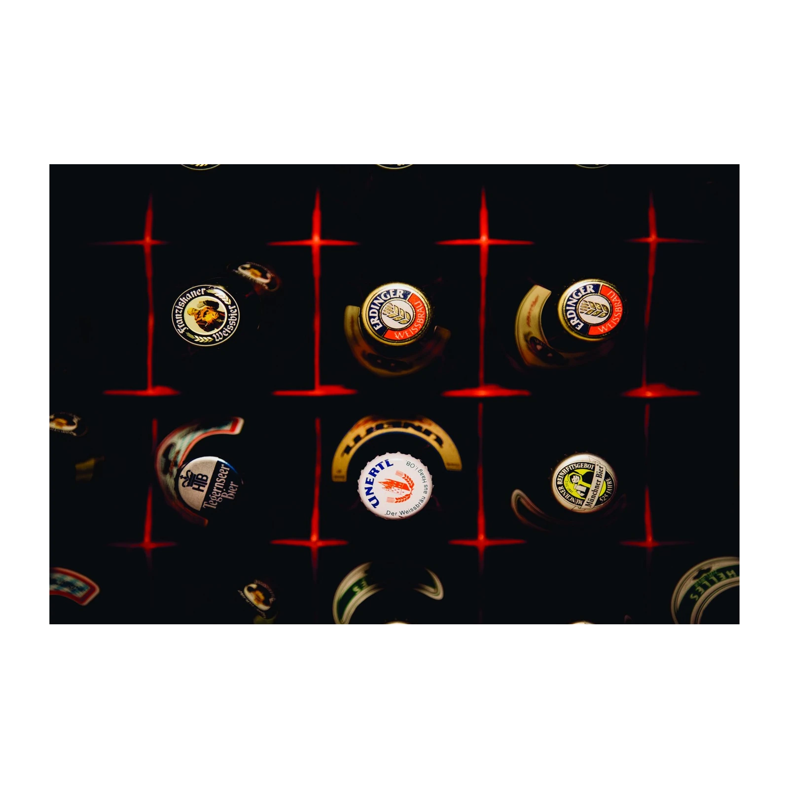 Vintage Beer Caps Textured Grid Wall Art