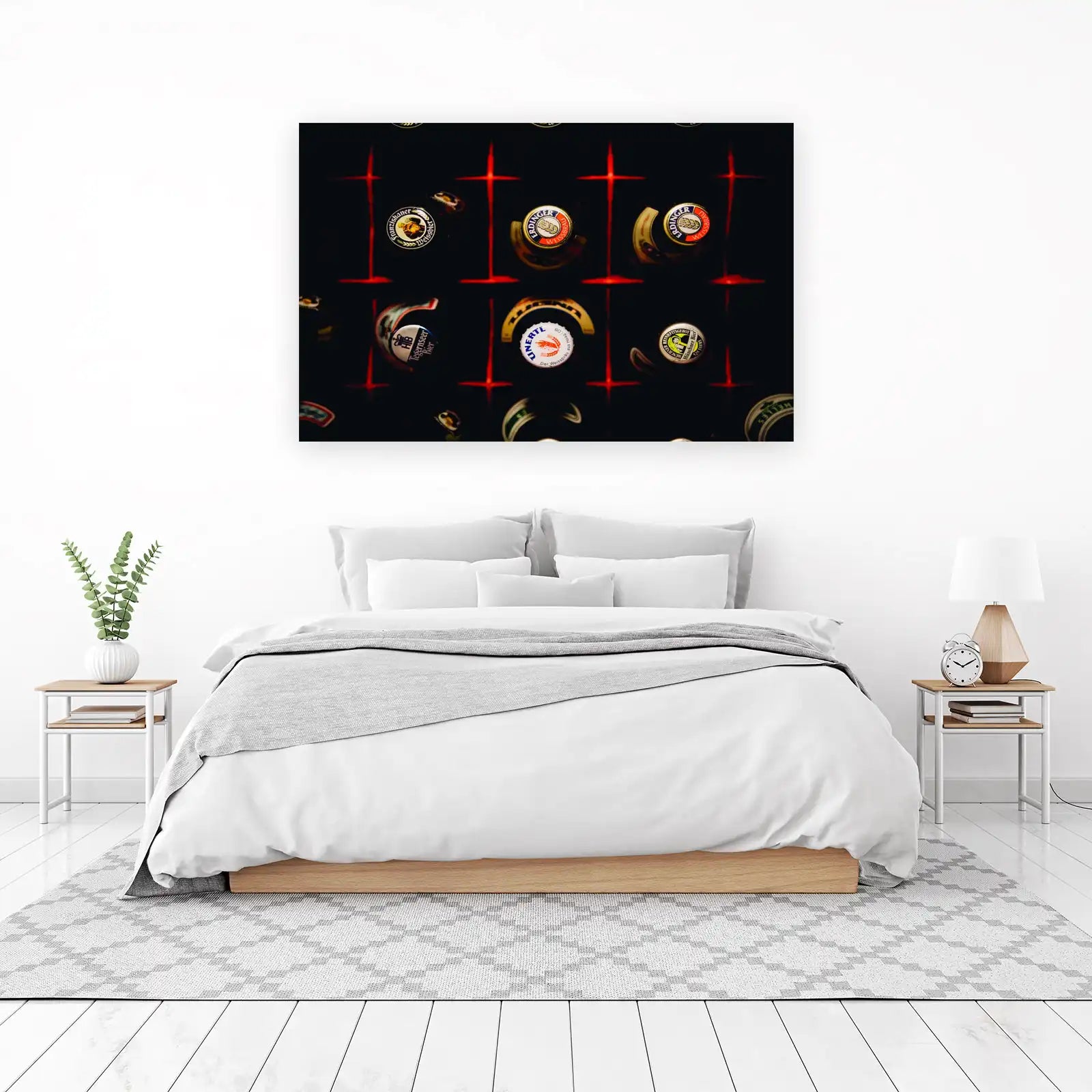 Vintage Beer Caps Textured Grid Wall Art