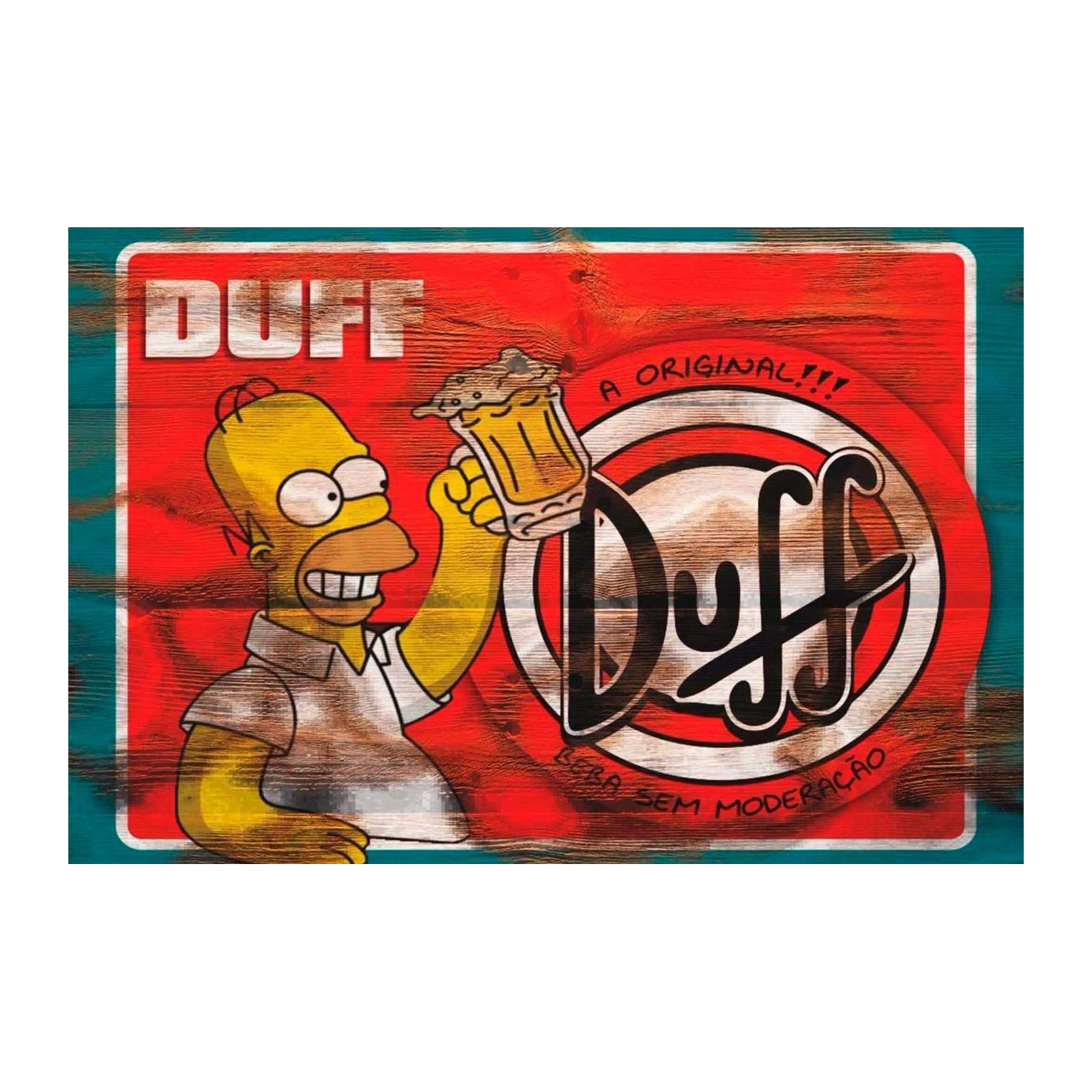 Homer Simpson Duff Beer Retro Wood Wall Art