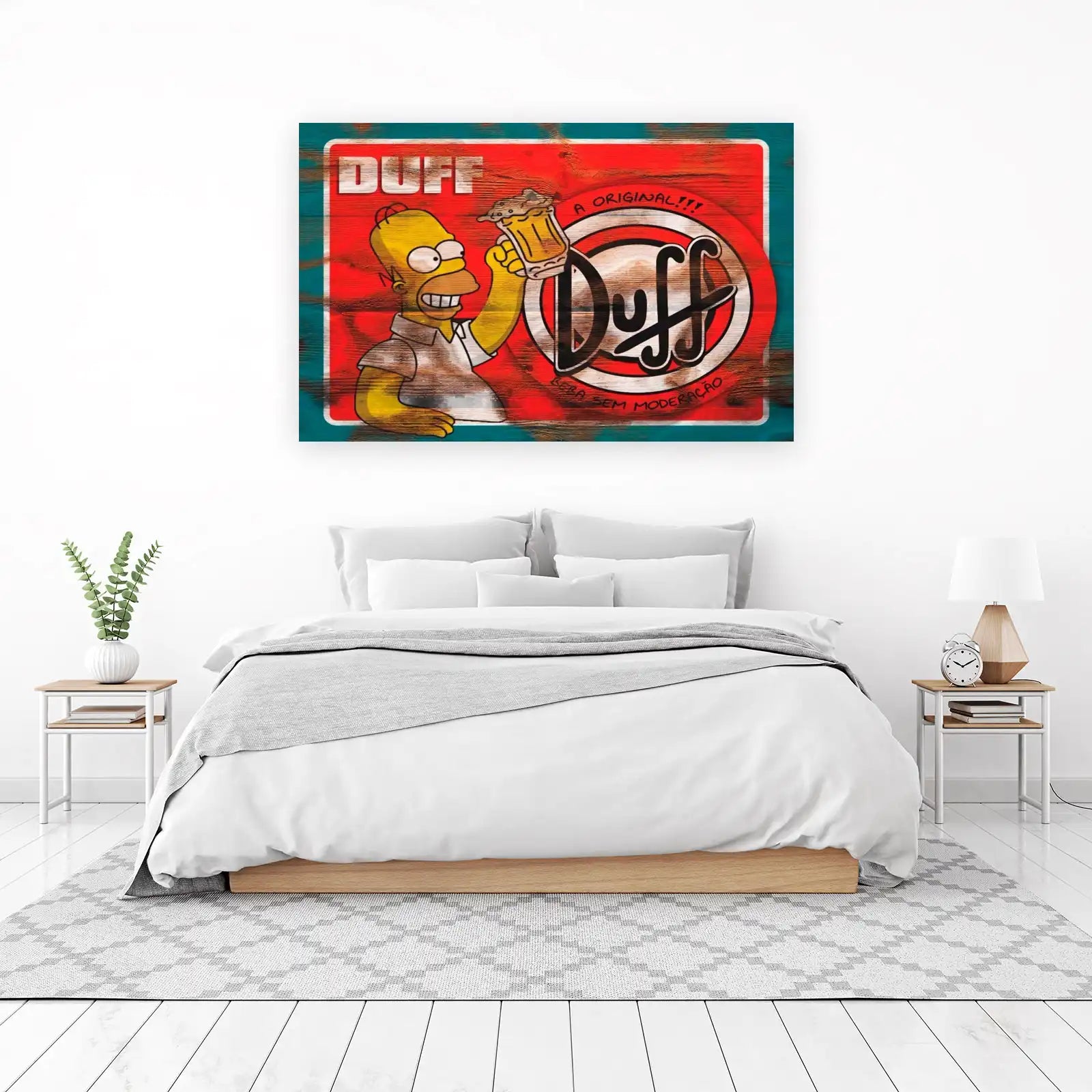 Homer Simpson Duff Beer Retro Wood Wall Art
