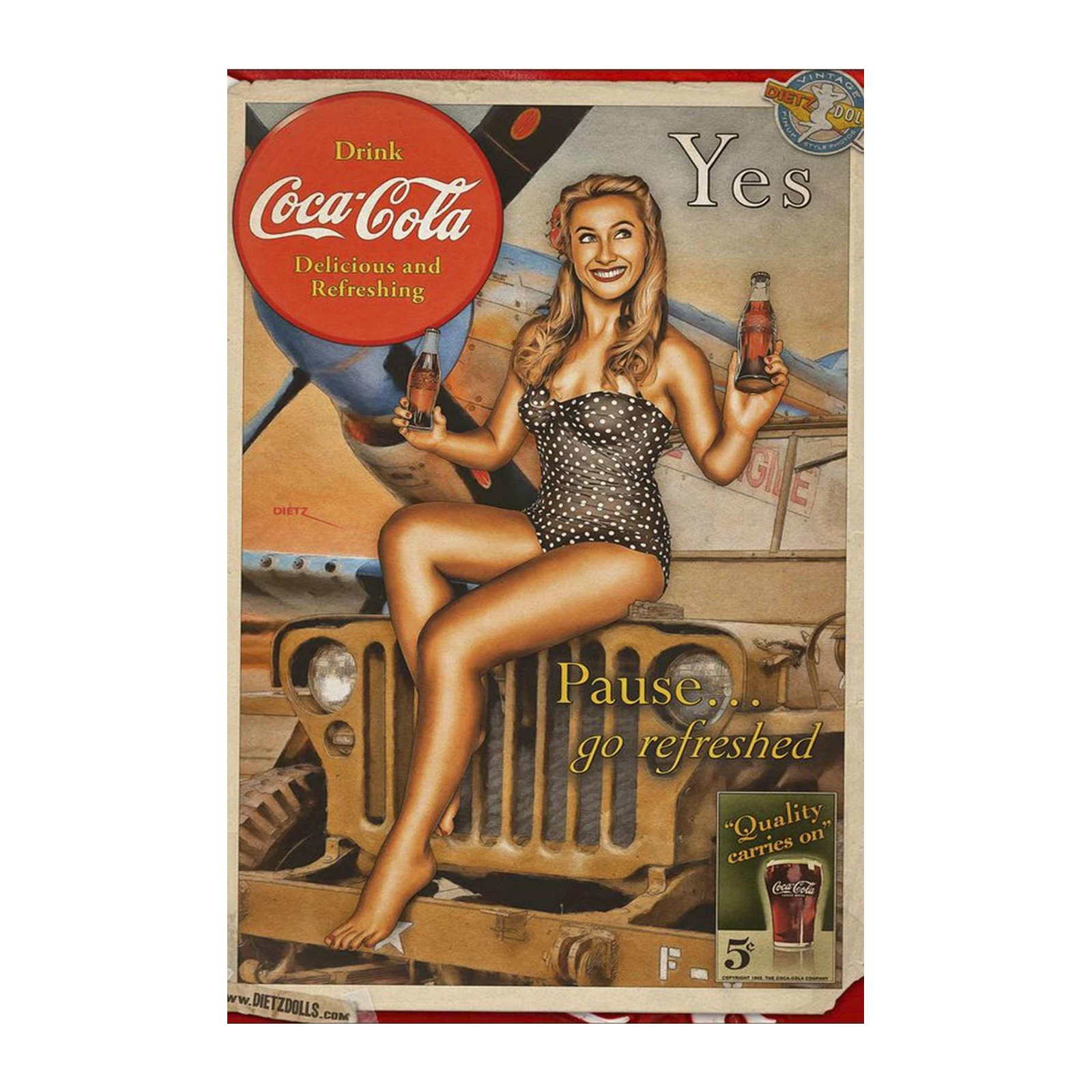 Retro Coca-Cola Pin-Up Art Wall Art