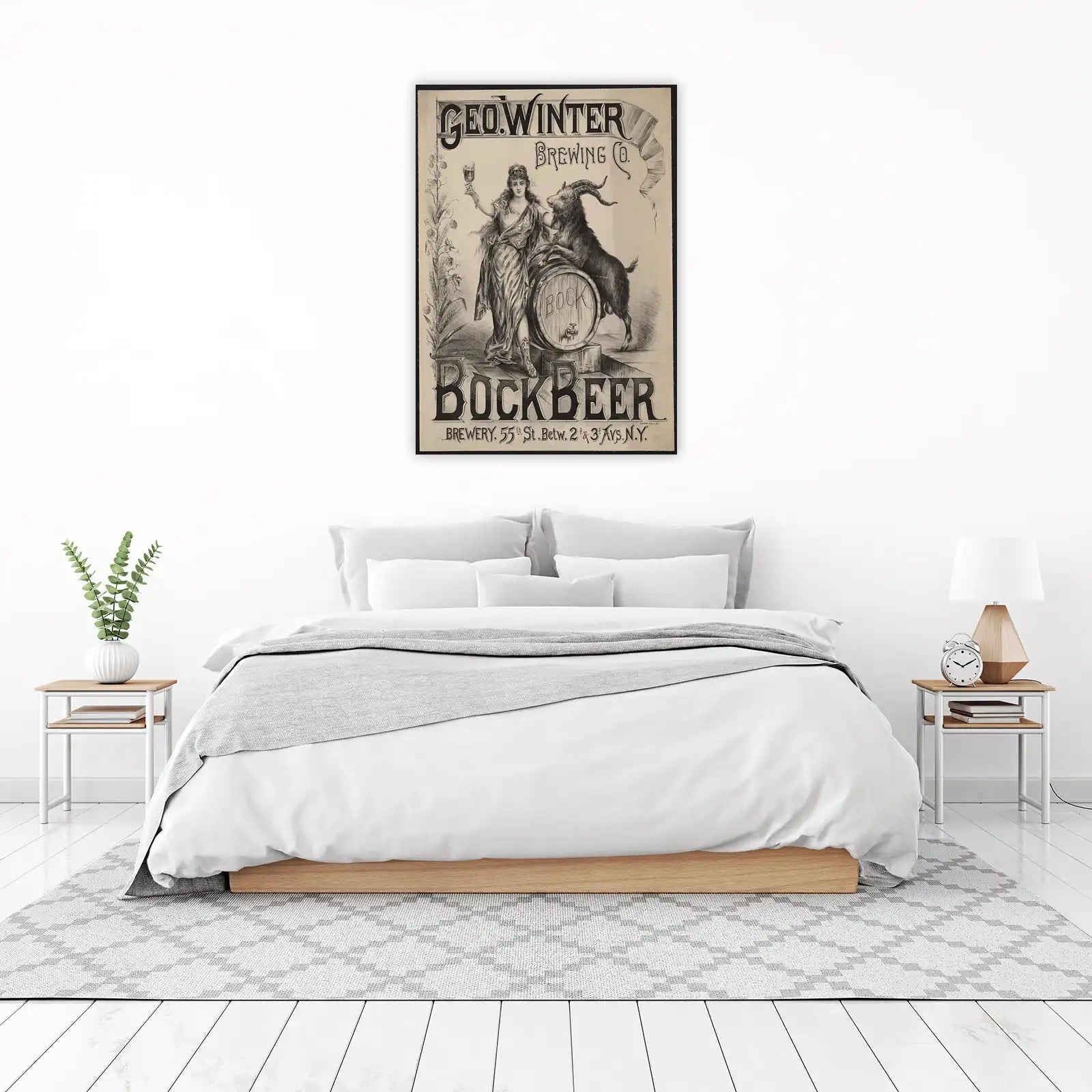 Vintage Bock Beer Goat & Woman Wall Art