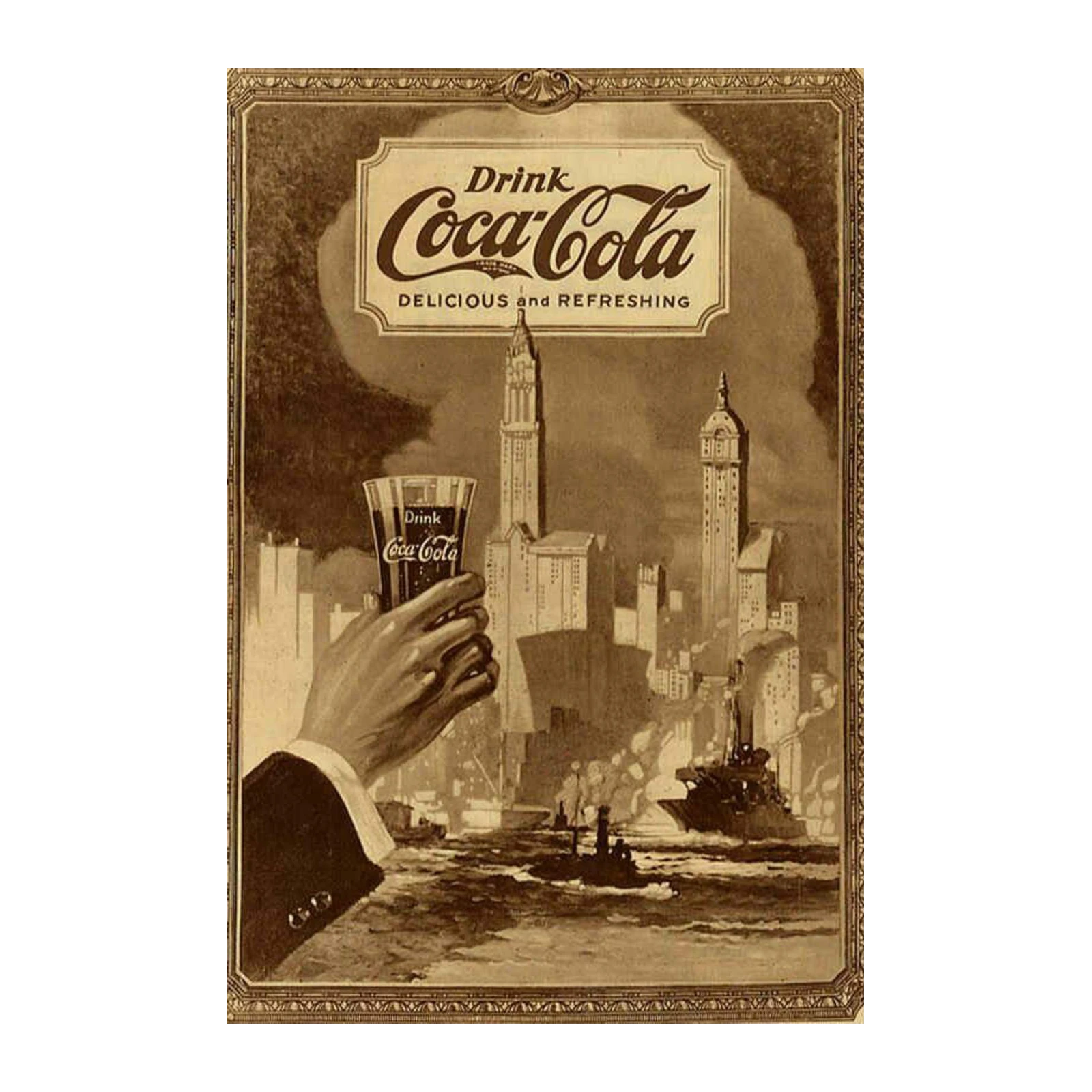Vintage Coca-Cola Cityscape Wall Art