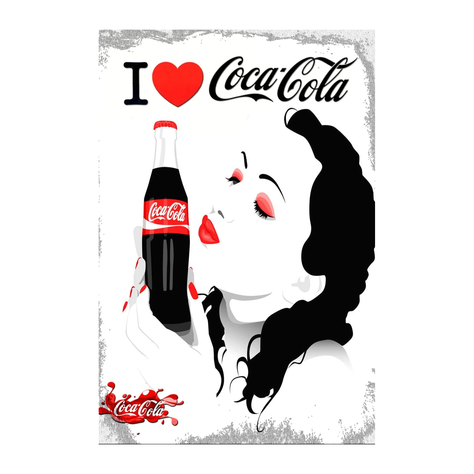Retro I Love Coca-Cola Woman Wall Art