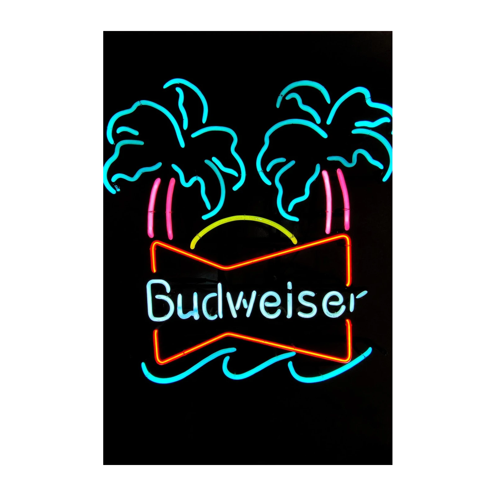 Retro Budweiser Palm Tree Neon Wall Art