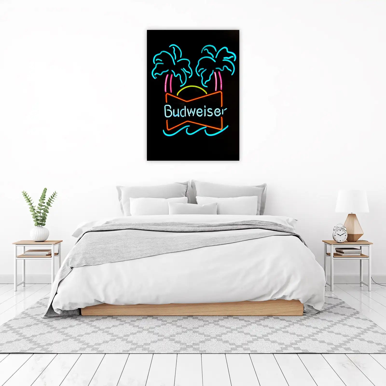 Retro Budweiser Palm Tree Neon Wall Art