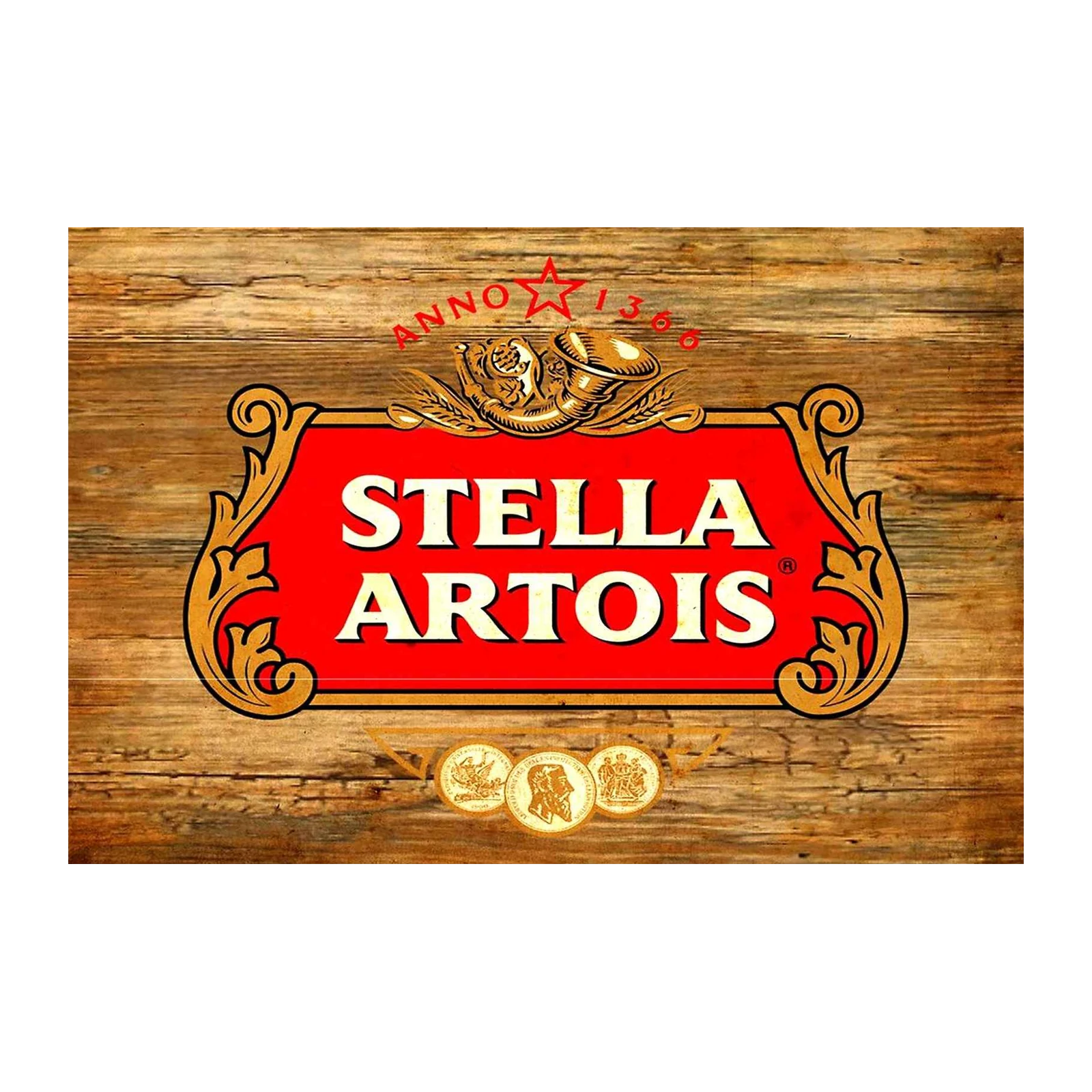Vintage Stella Artois Wood Grain Wall Art