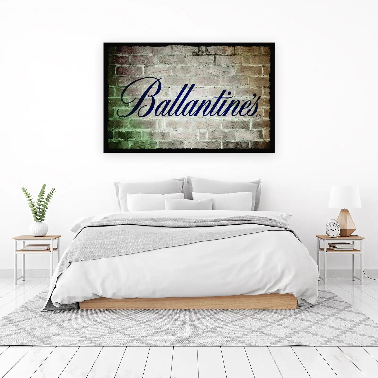 Vintage Ballantine's Logo Brick Wall Wall Art