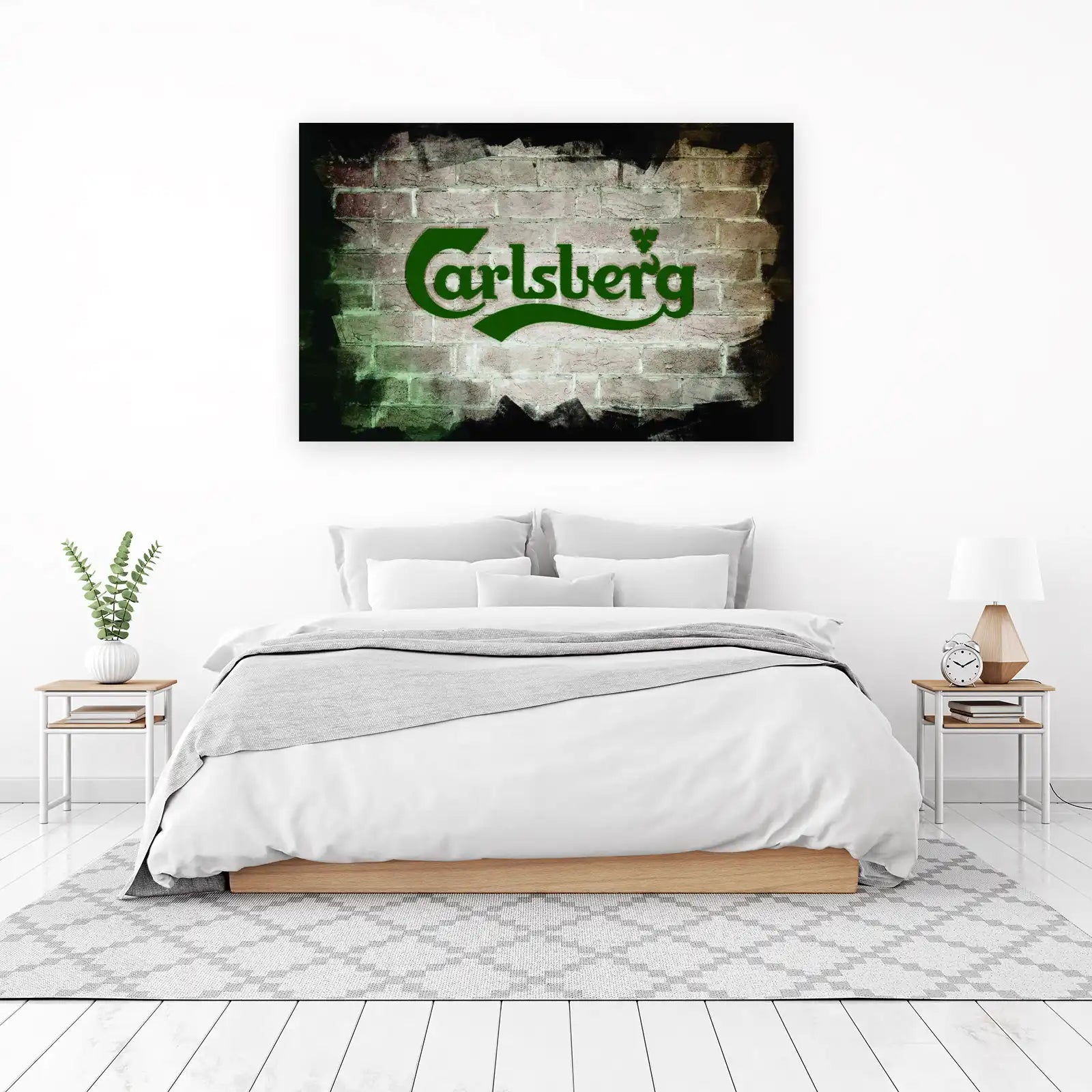 Retro Carlsberg Logo Brick Wall Wall Art