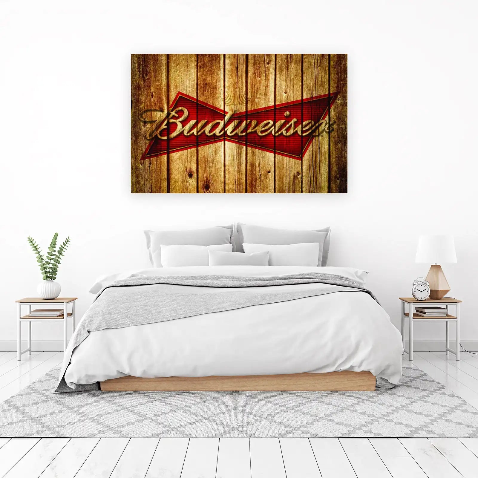 Vintage Budweiser Logo Wood Texture Wall Art