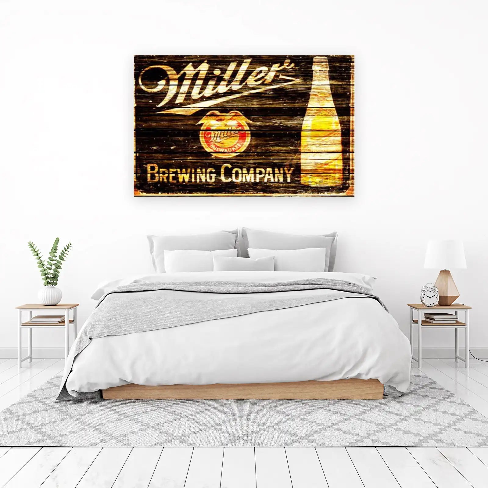 Vintage Miller Brewing Co. Distressed Wood Wall Art
