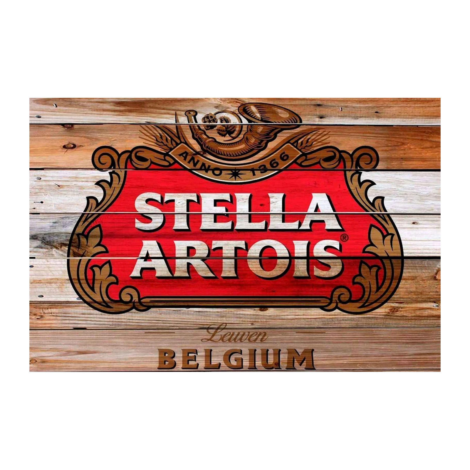 Vintage Stella Artois Wood Panel Wall Art