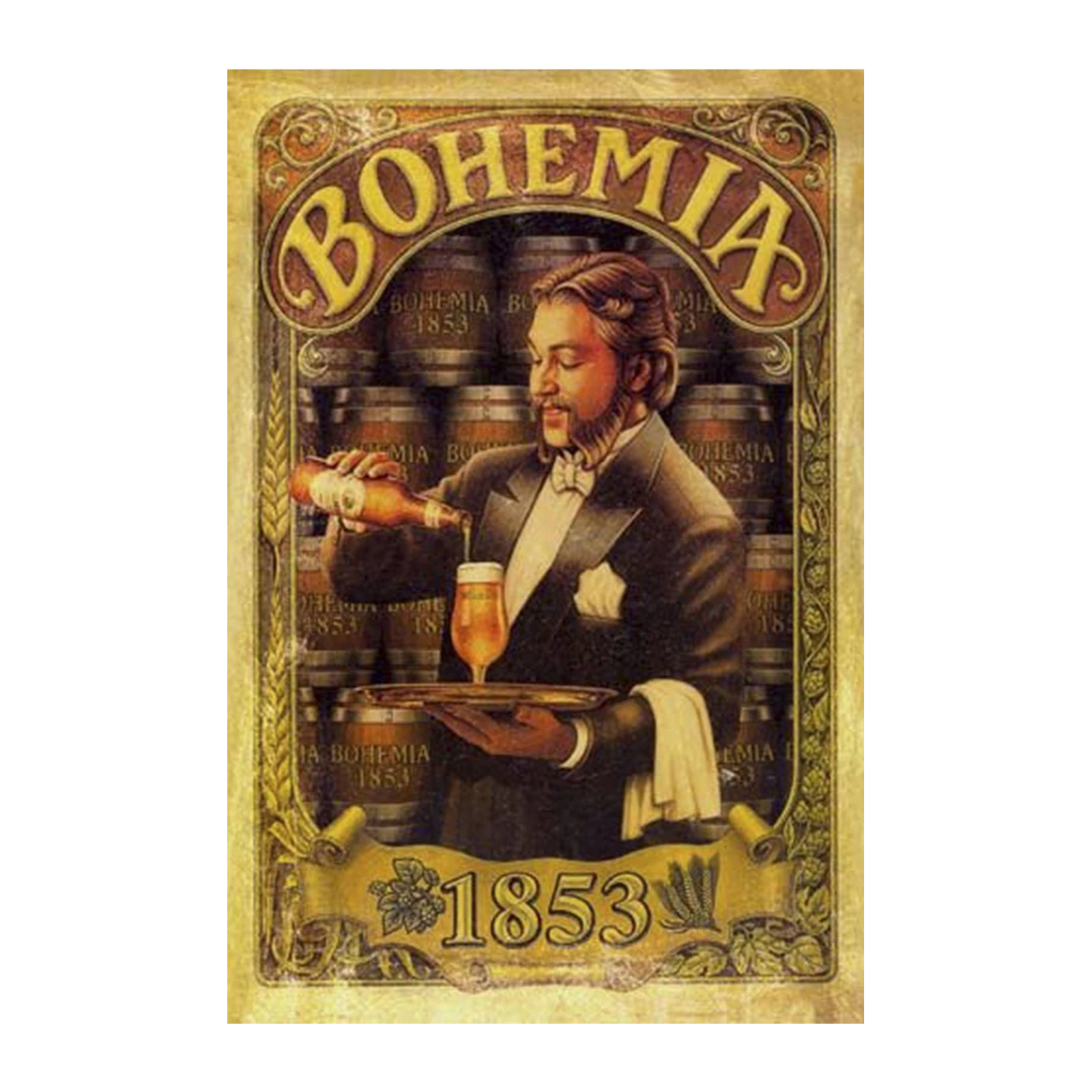 Vintage Beer Serving Scene Bohemia Wall Art