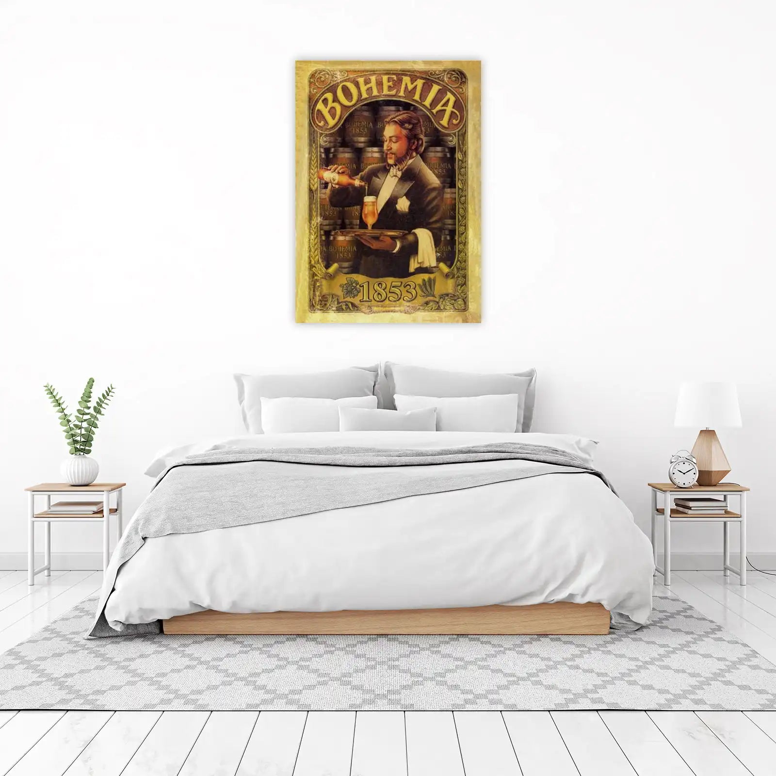 Vintage Beer Serving Scene Bohemia Wall Art