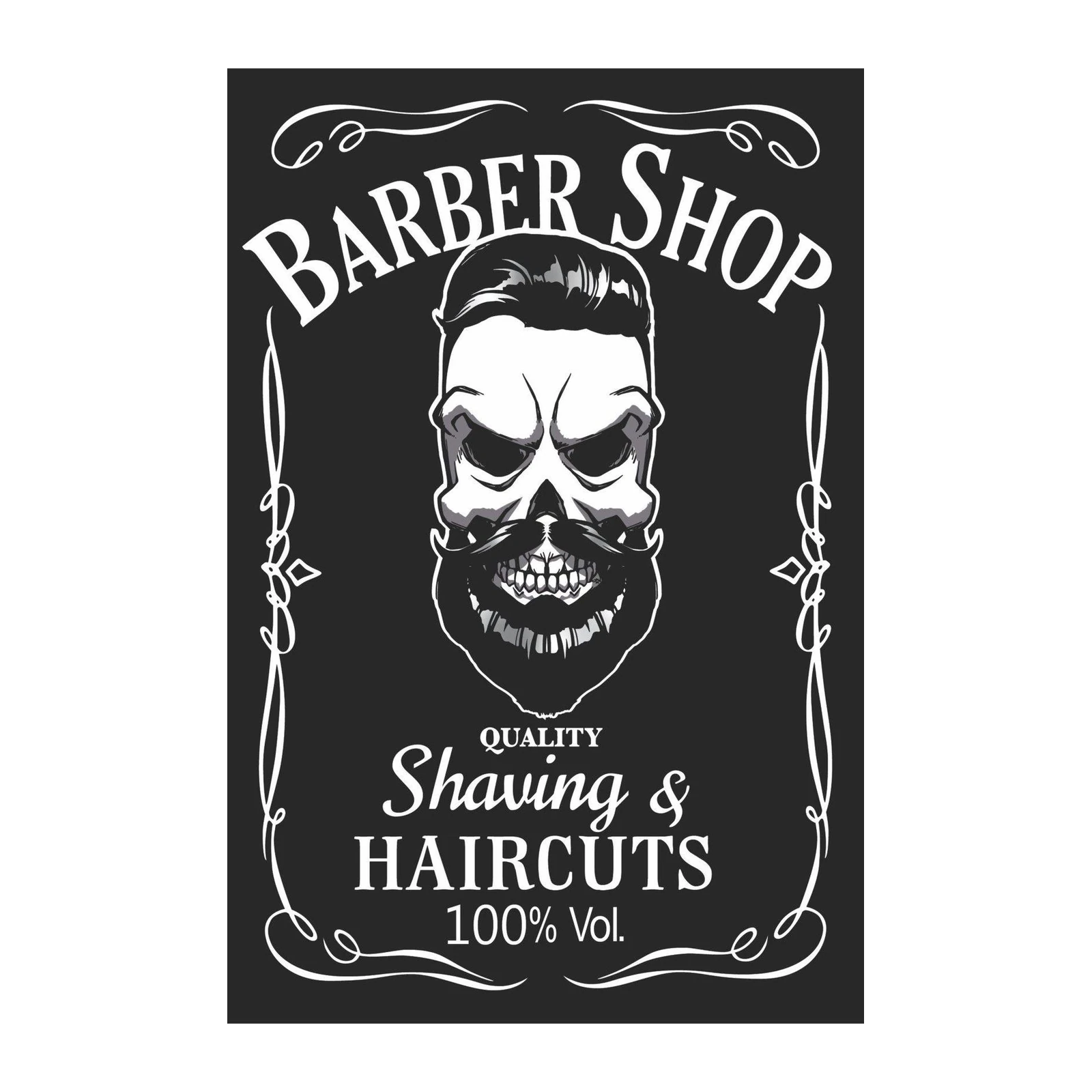 Skull Barber Shop Wall Art - Men's Grooming Art