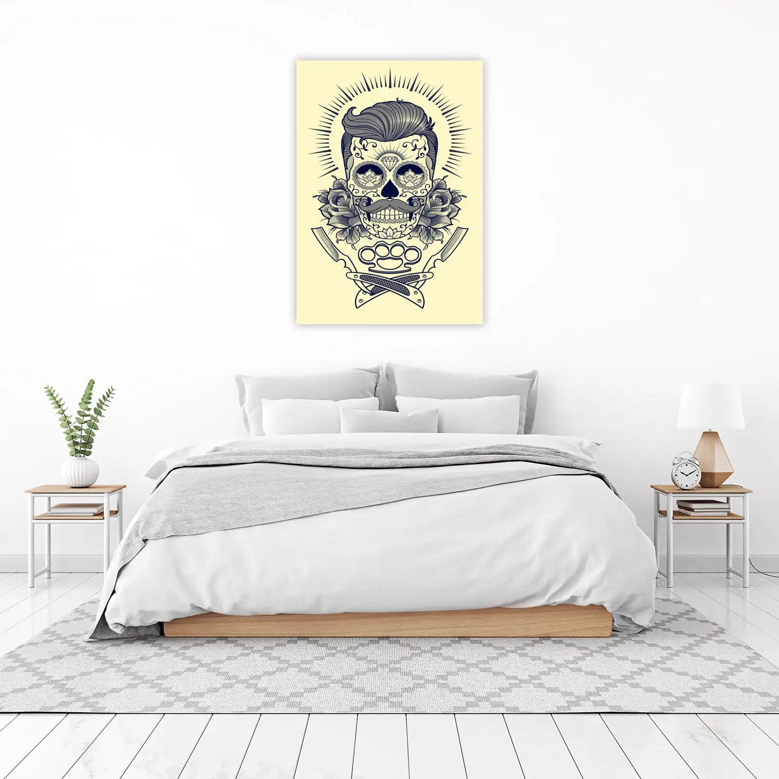 Day of the Dead Barber Skull Wall Art