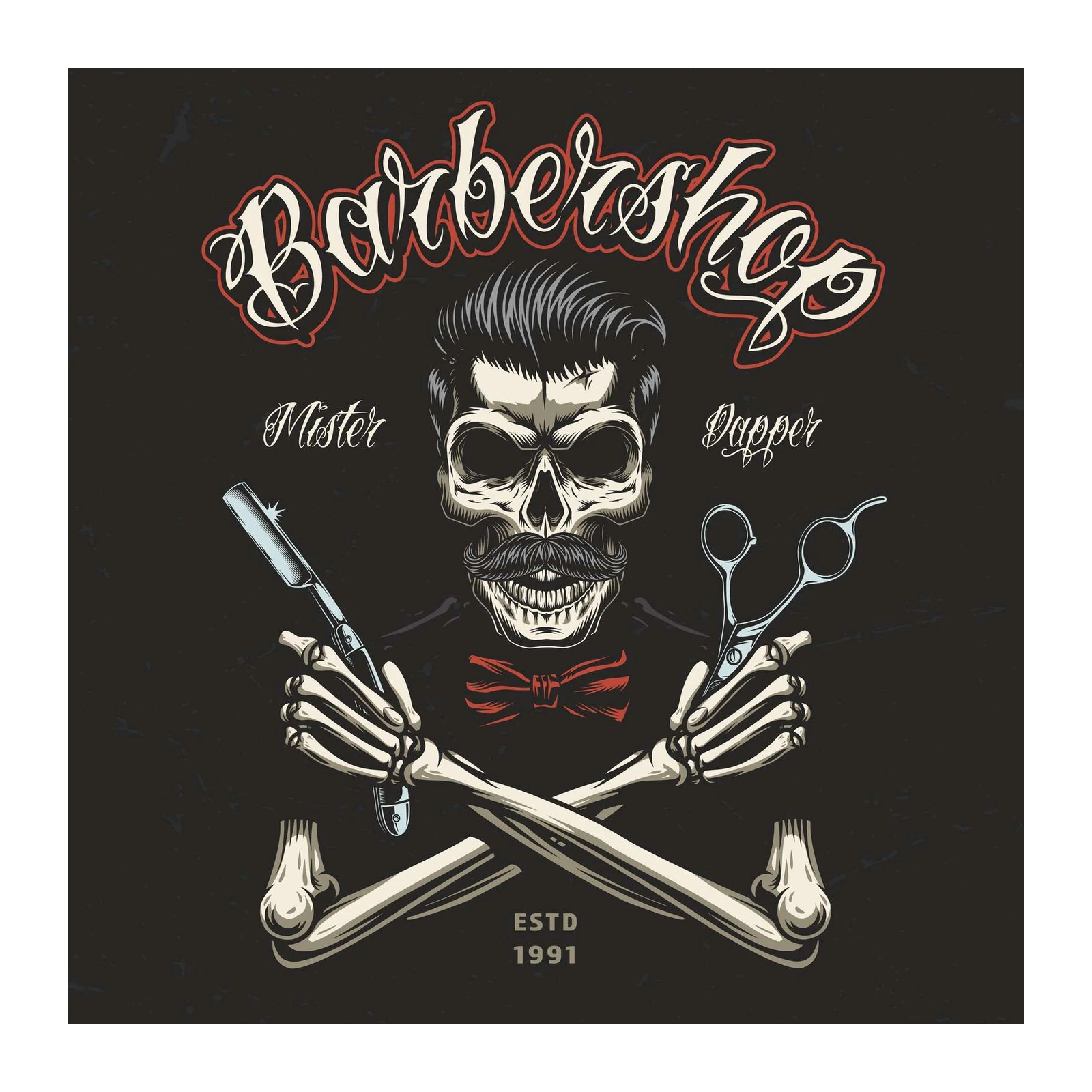 Barber Skull Dapper Gent Wall Art