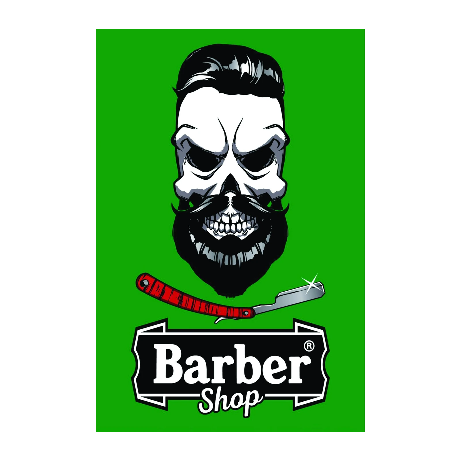 Gritty Skull Barber Shop Wall Art