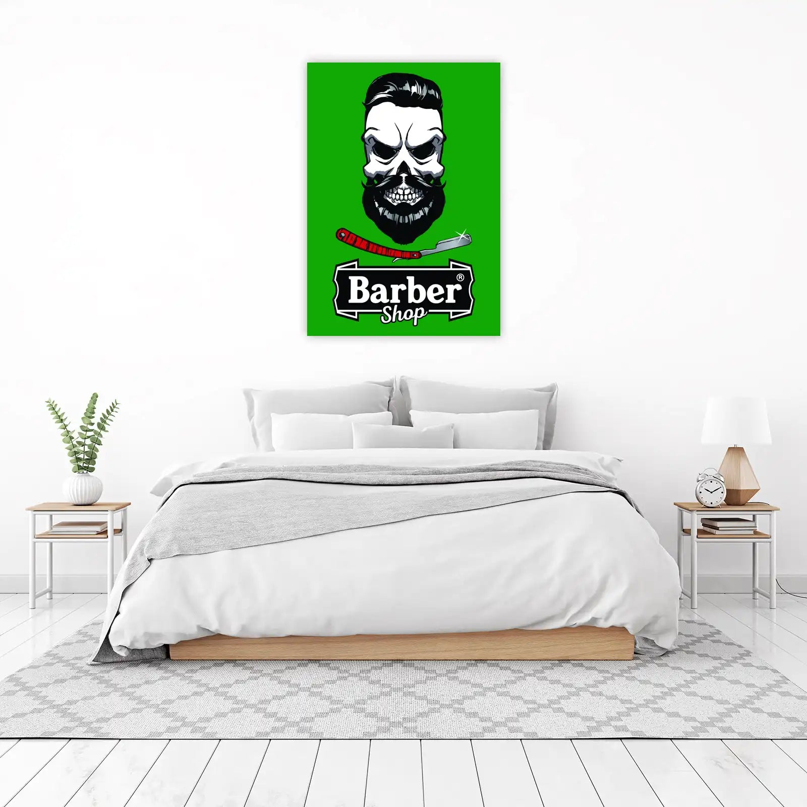 Gritty Skull Barber Shop Wall Art