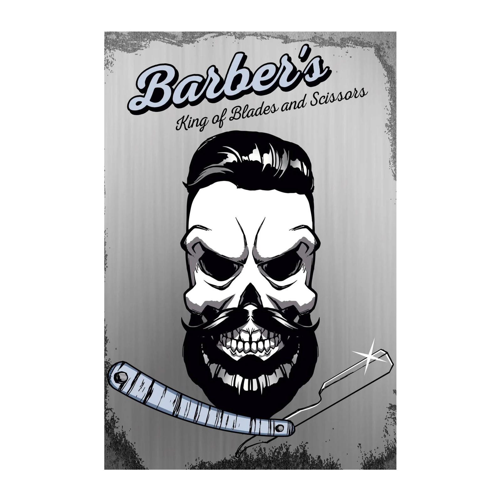 Skull Barber King Wall Art for Barbershops