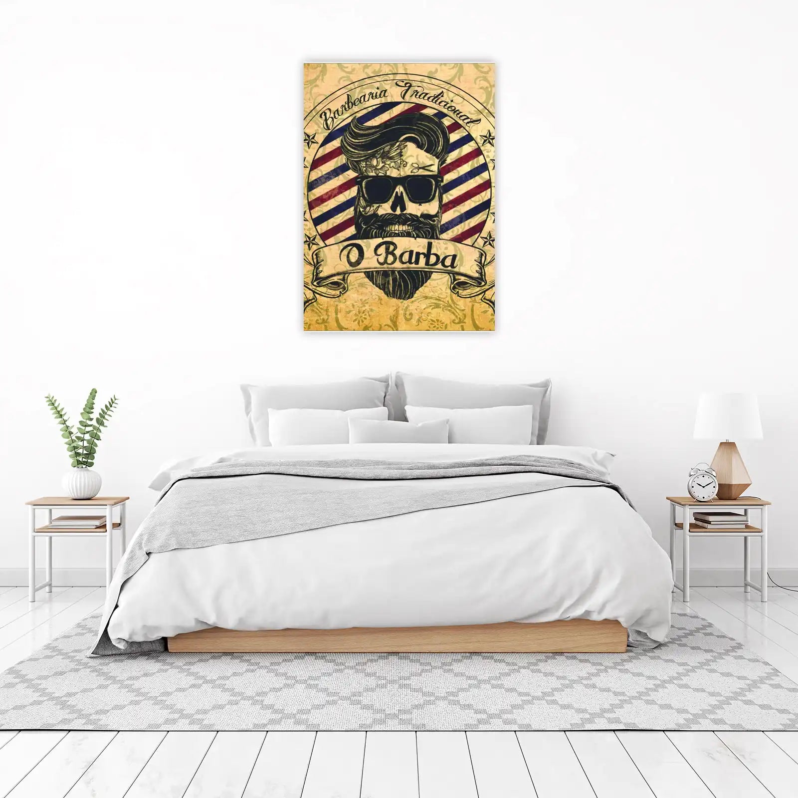 Vintage Barber Skull "O Barba" Wall Art