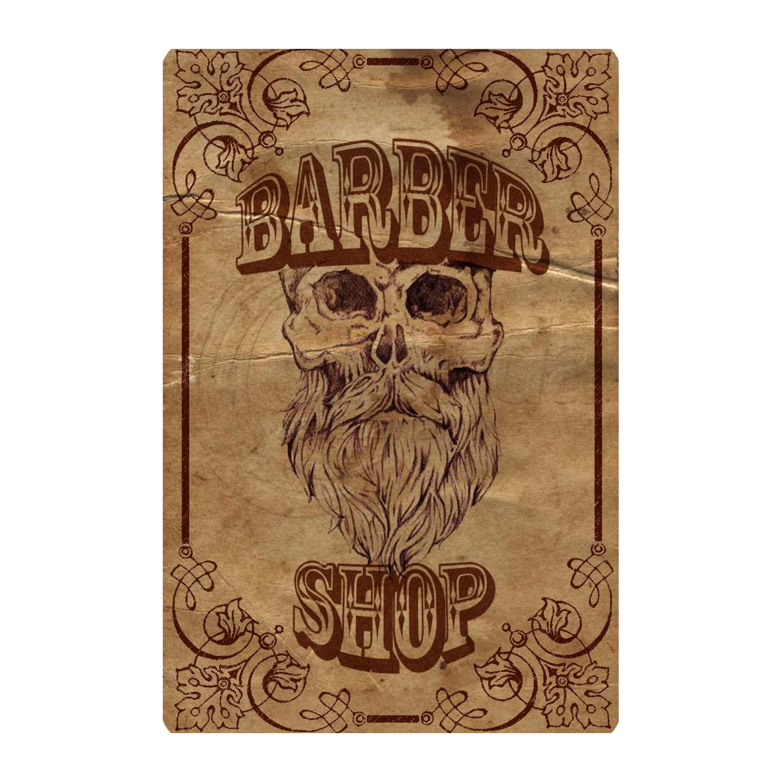 Vintage Skull Barber Shop Wall Art