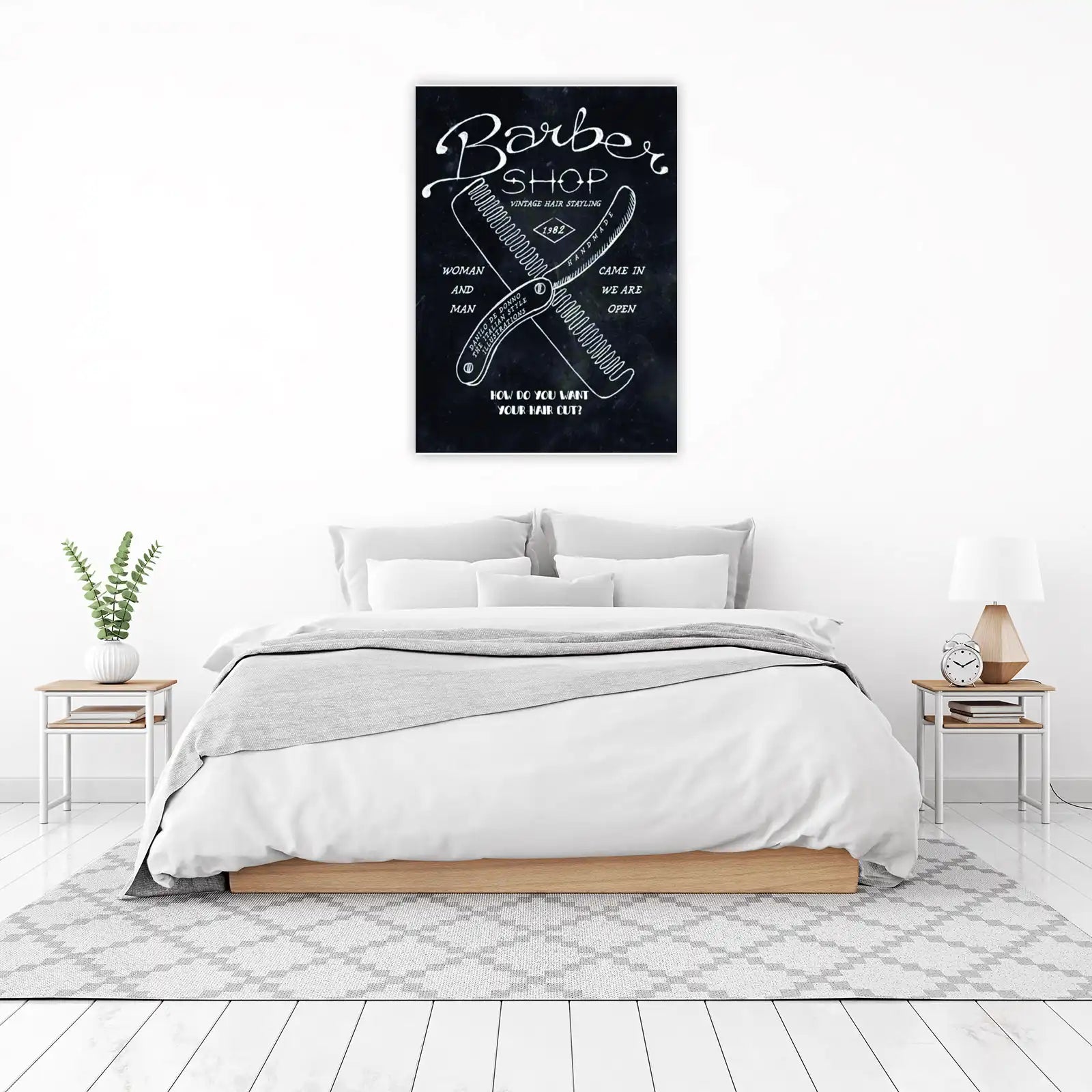 Vintage Barber Shop Illustration Wall Art