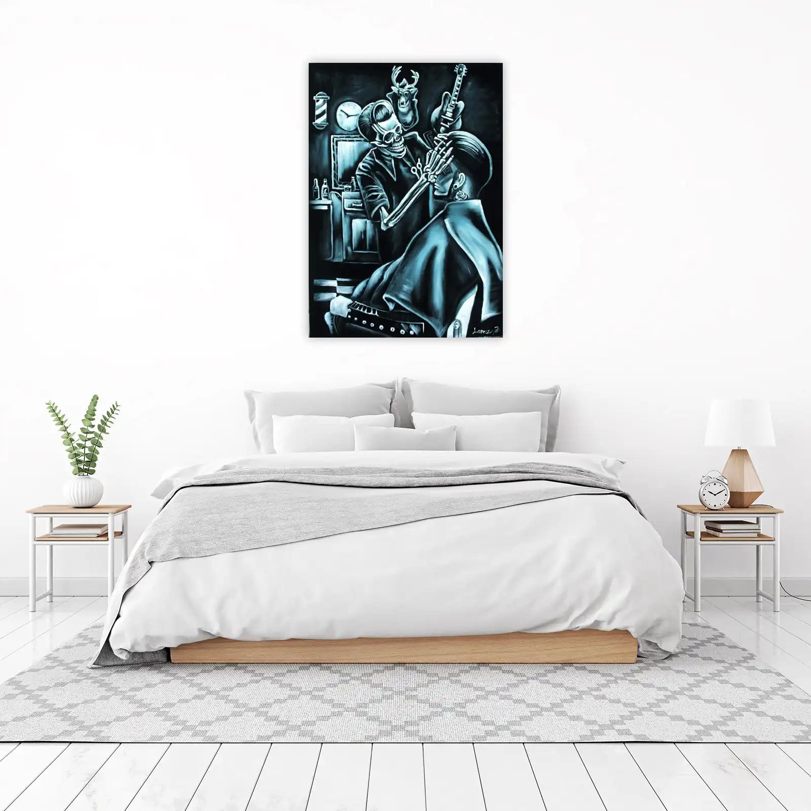 Skeleton Barber Rock & Roll Wall Art