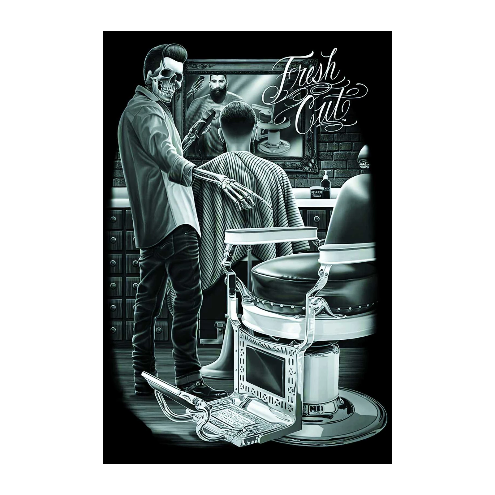 Skeleton Barber Fresh Cut Wall Art