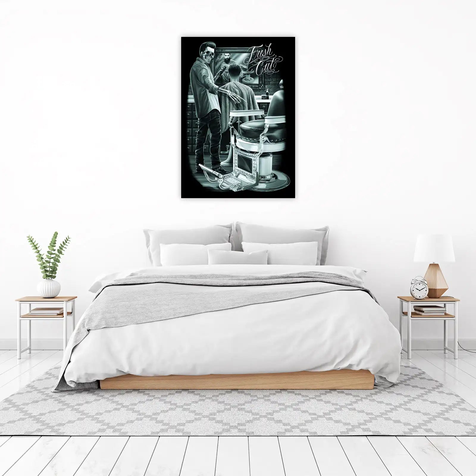 Skeleton Barber Fresh Cut Wall Art