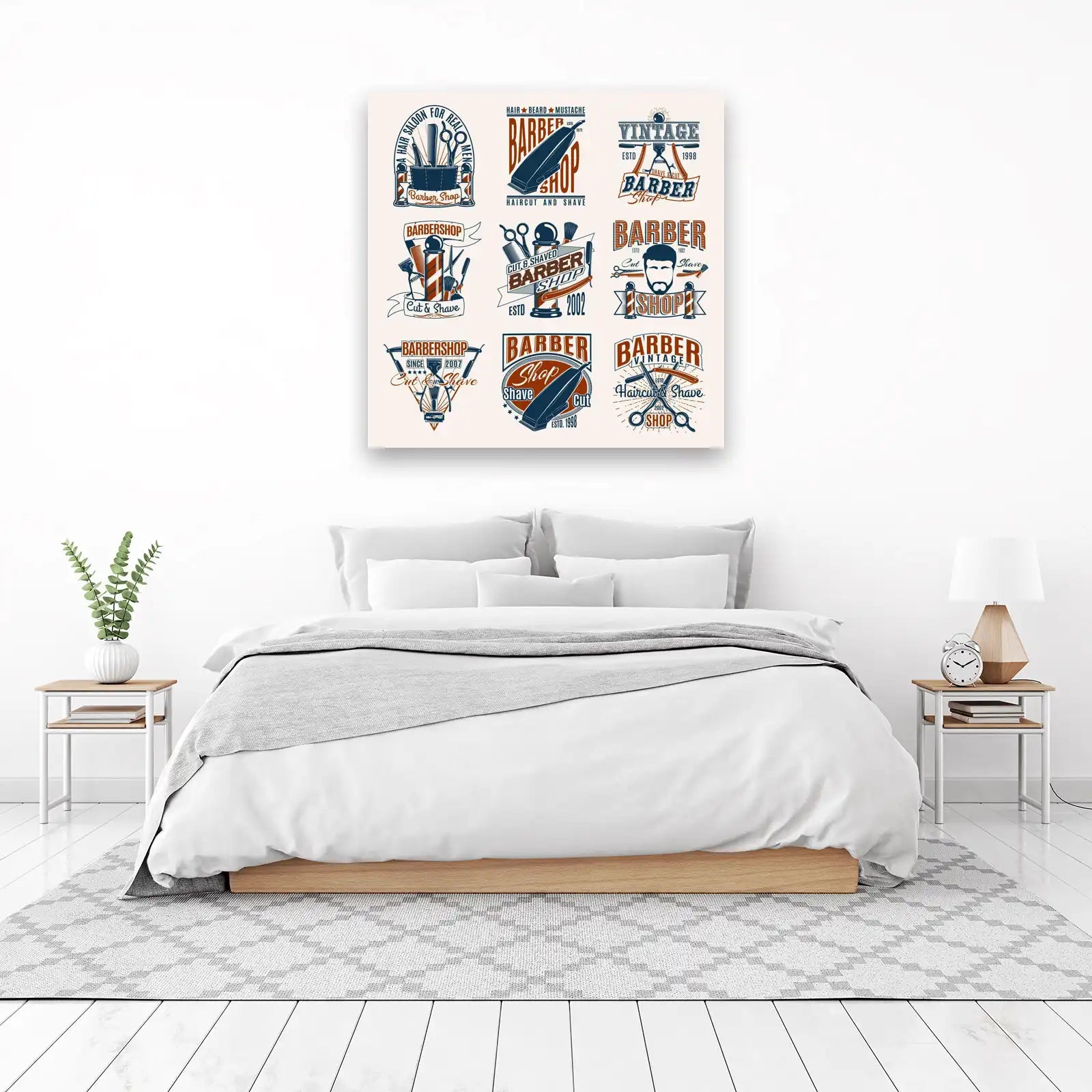 Vintage Barber Shop Logos Wall Art