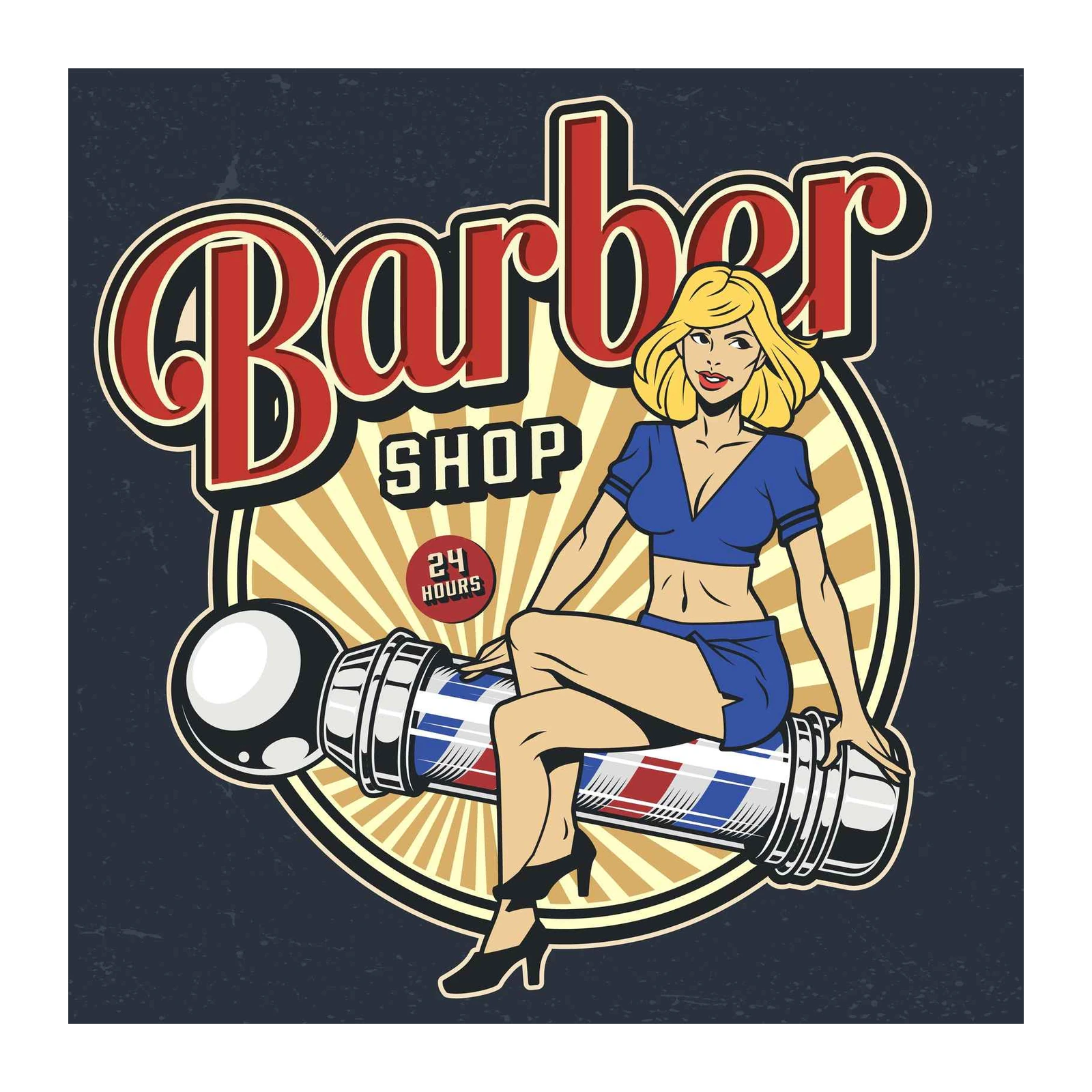 Retro Barber Pin-Up Girl Wall Art