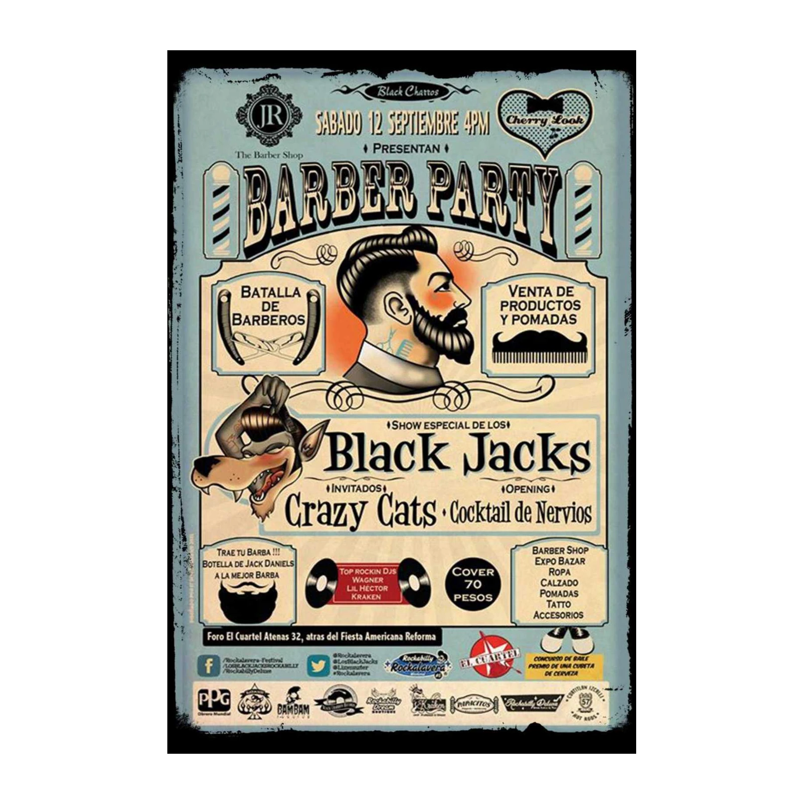 Rockabilly Barber Party Retro Wall Art